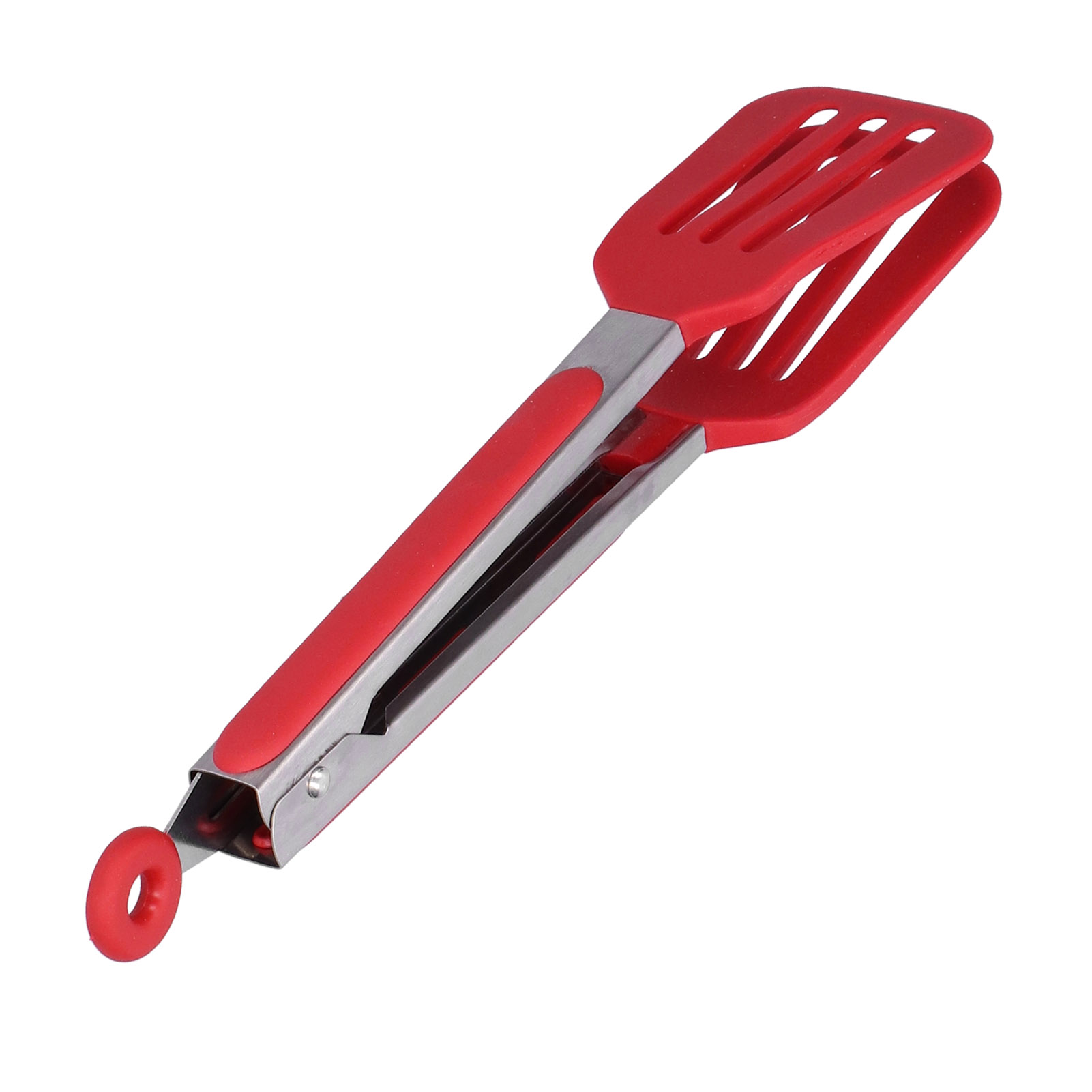 Steakzange Aus Edelstahl Und Silikon, Faltbar, Zum Grillen Und Kochen, 9er-set, Rot, Ideal Zum Grillen Und Kochen.