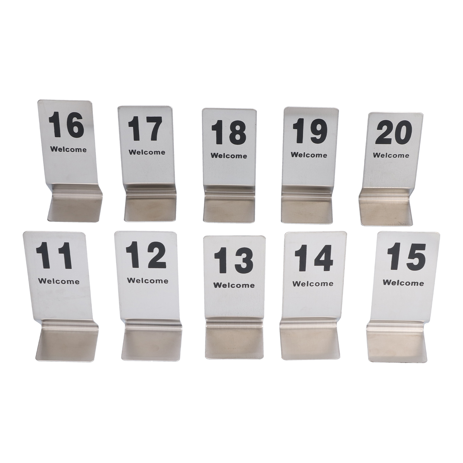 Set Mit 10 Nummerierten Tischkarten Aus Edelstahl, Doppelseitig Bedruckt, Nummern 1 Bis 20, Platzkarten Aus Metall Für Empfänge Und Hochzeiten