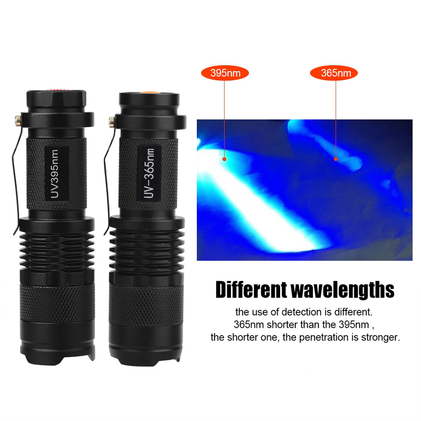 395nm Uv-led-ultraviolett-taschenlampe, Schwarze Inspektionslampe, Fluoreszenzdetektor, Leistungsstarke Tragbare Beleuchtung Für Kontrolle Und Detektion.