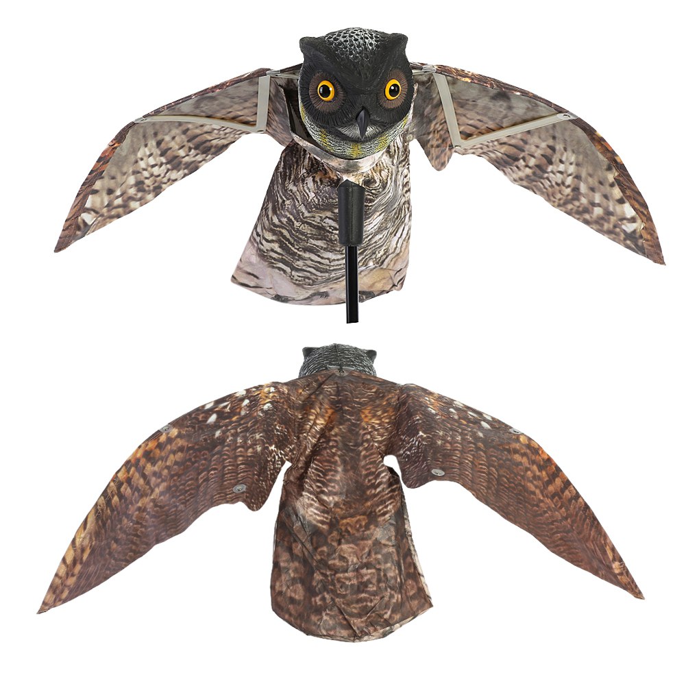 Eulen-vogelscheuche Mit Beweglichen Flügeln, Insektenattrappe Für Den Gemüsegarten, Abschreckende Dekoration, Realistische Größe, Für Den Außenbereich Geeignet.