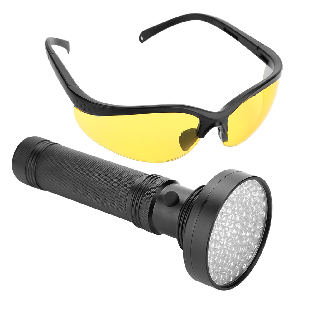 Uv-lampe Zur Erkennung Von Haustierurinflecken, Leistungsstarke 100-led-taschenlampe (schwarz), Inklusive Uv-schutzbrille, Schwarz, Für Die Reinigung Von Haustieren Und Haushalten