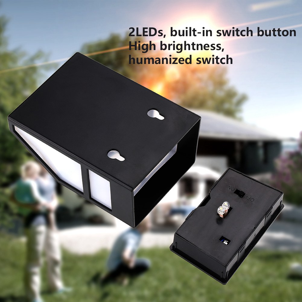 Solar-wandleuchte Mit 2 Weißen Leds Für Garten, Einfahrt, Zaun Und Innenhof, Kabellose, Wasserdichte Landschaftsbeleuchtung