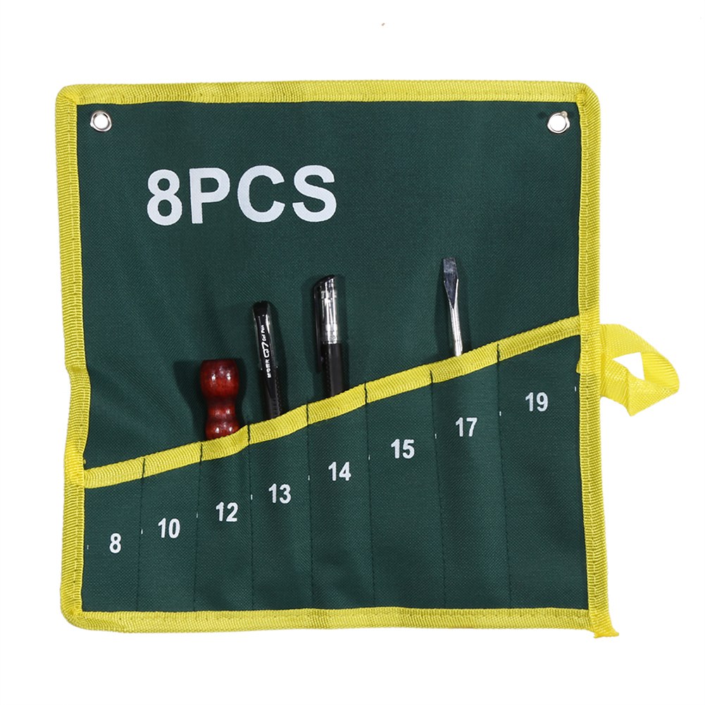 Aufrollbare Aufbewahrungstasche Für Verstellbare Schraubenschlüssel, Robustes Canvas, Grün, 8 Fächer, Praktische Werkzeugtasche, Strapazierfähige Tragetasche