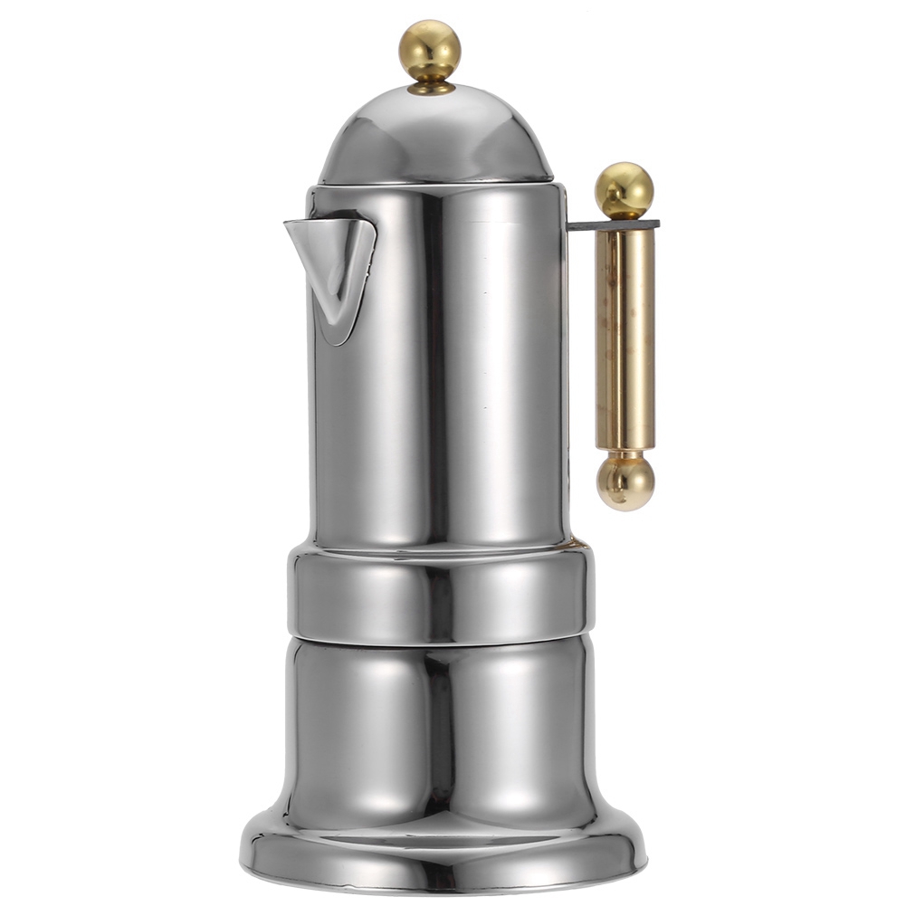 Italienische Moka-kaffeemaschine Aus Edelstahl, 200 Ml, Espressokanne Für Den Herd, Integriertes Sicherheitsventil, Ideal Für Gas Und Induktion.