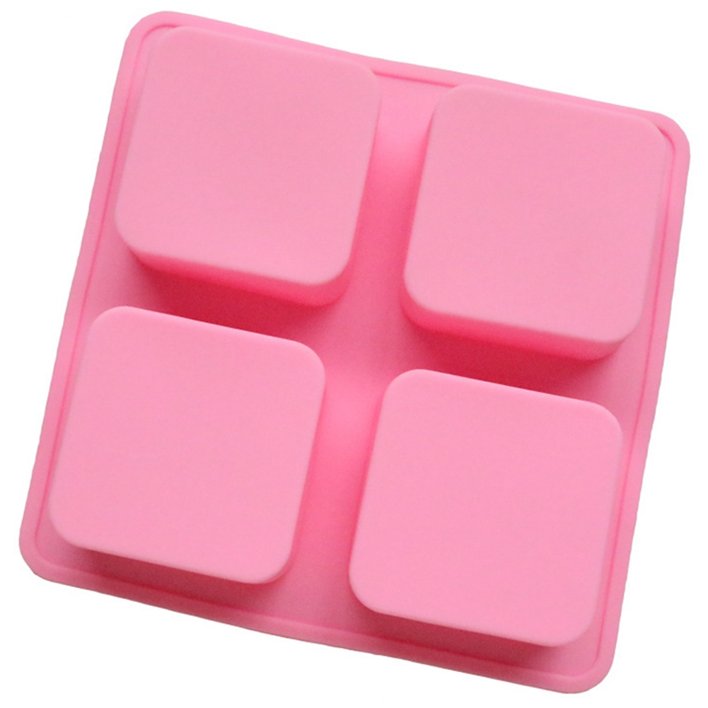 4-teiliges Silikon-kuchenform-set, Quadratisches Muster, Diy-backwerkzeug, Schokolade, Seife, Backform