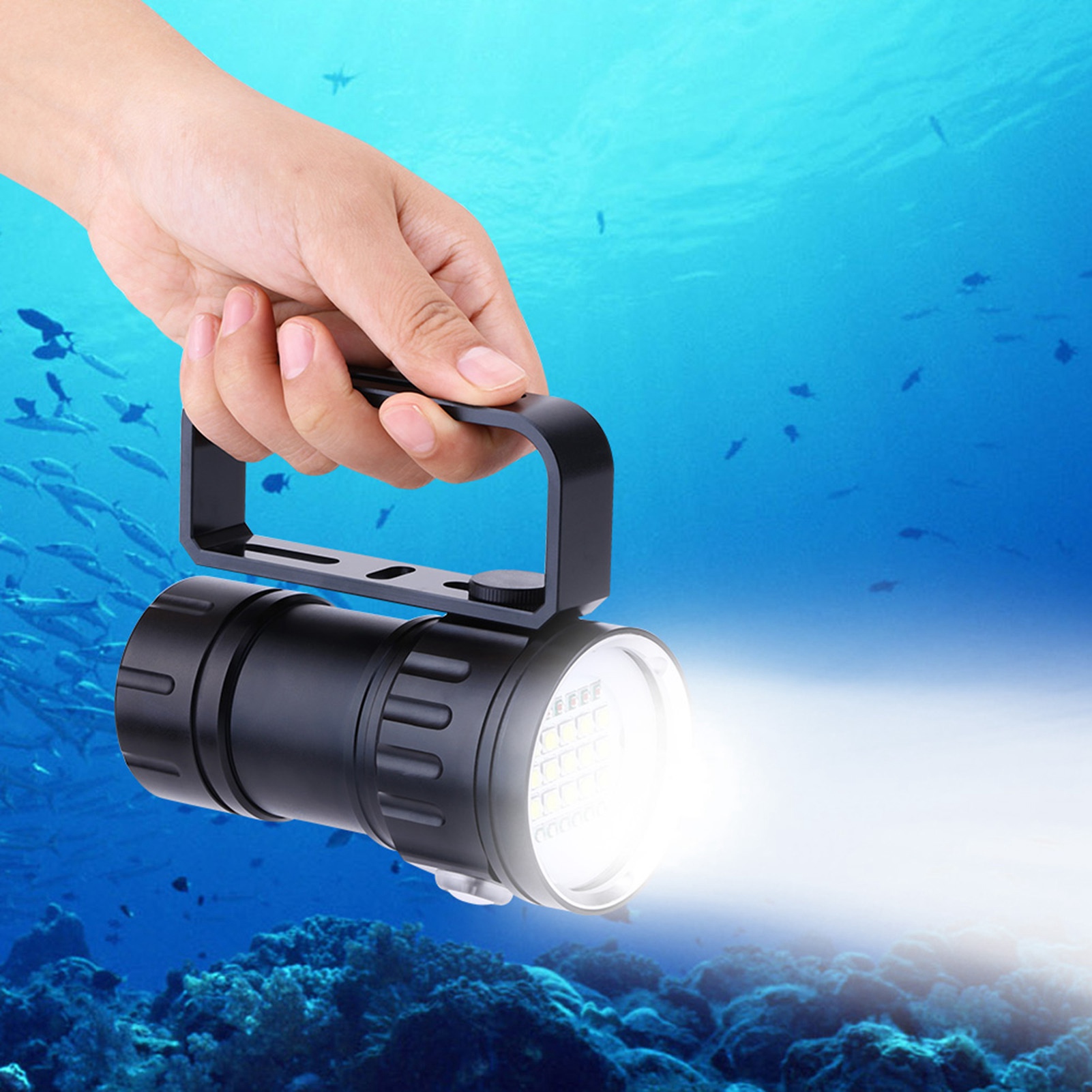 Ipx8 Wasserdichte Taschenlampe, 18000 Lm, 500 M Reichweite, Unterwasserleuchte, Campingleuchte Für Den Außenbereich, Leistungsstarker, Wasserfester Led-scheinwerfer.