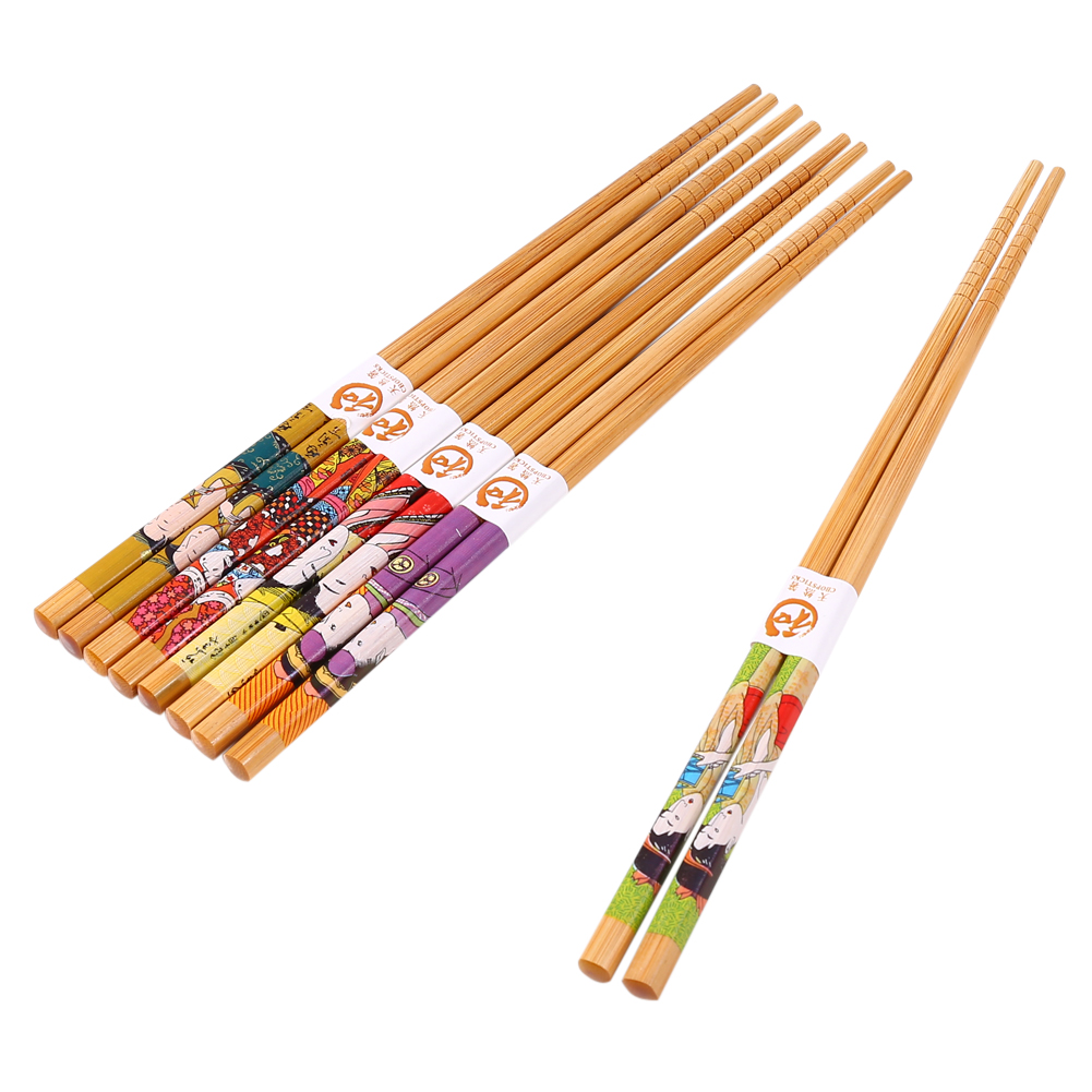 Set Mit 5 Paar Japanischen Bambus-essstäbchen In Geschenkbox, Maid-design, Familienstil, Rutschfest