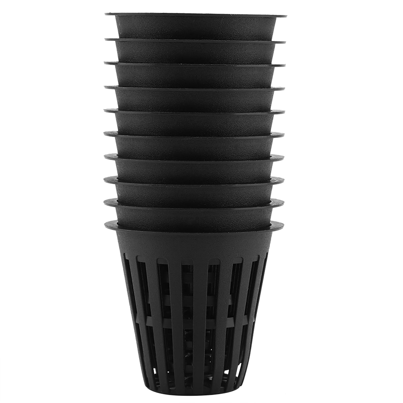 Set Mit 10 Robusten Schwarzen Kunststoff-hydroponiktöpfen Für Garten, Balkon, Nachhaltiges Und Sicheres Pflanzen