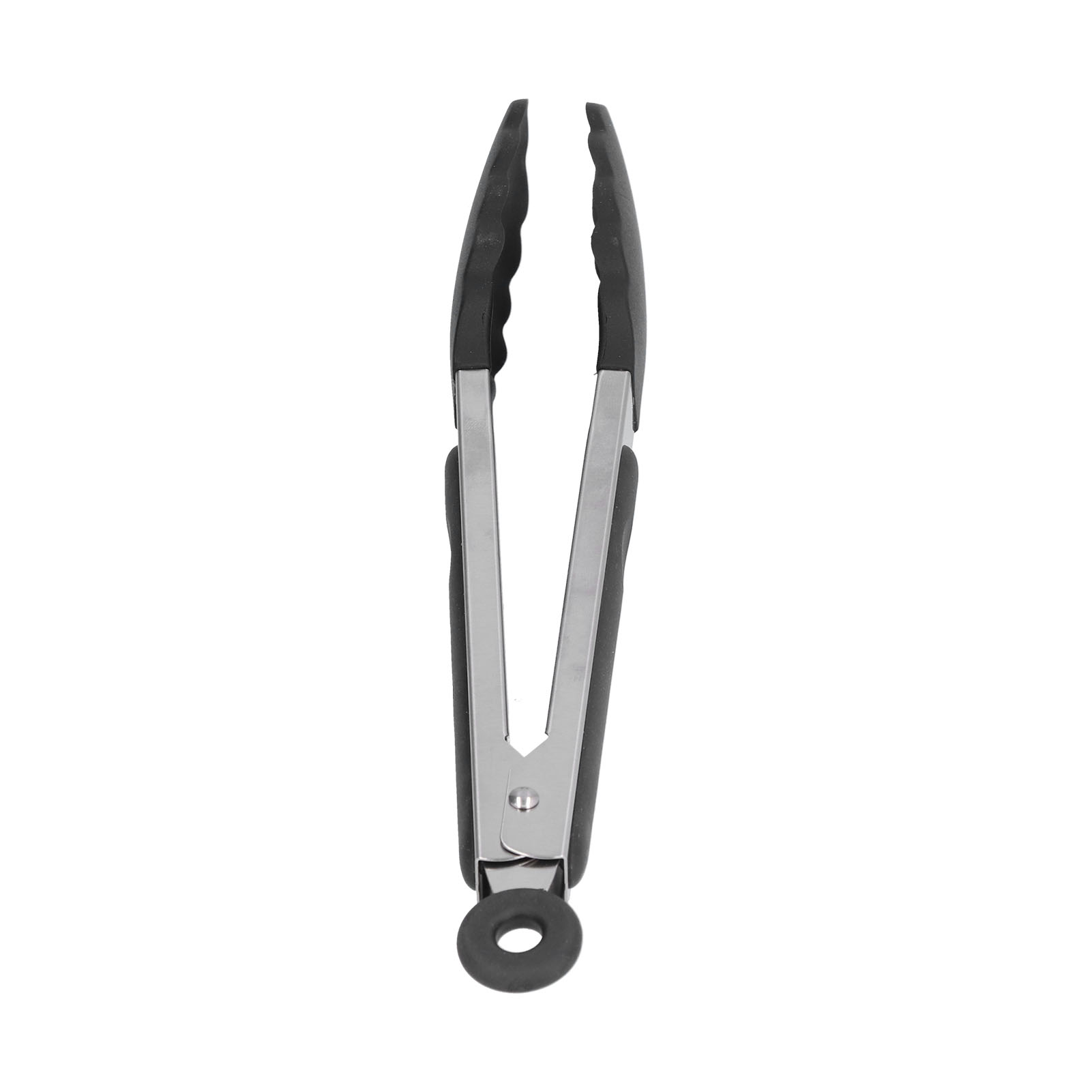 Hitzebeständige Küchenzange Aus Silikon, Grillzange Aus Edelstahl, Servierzange Für Den Privaten Und Gewerblichen Gebrauch (23 Cm, Schwarz)