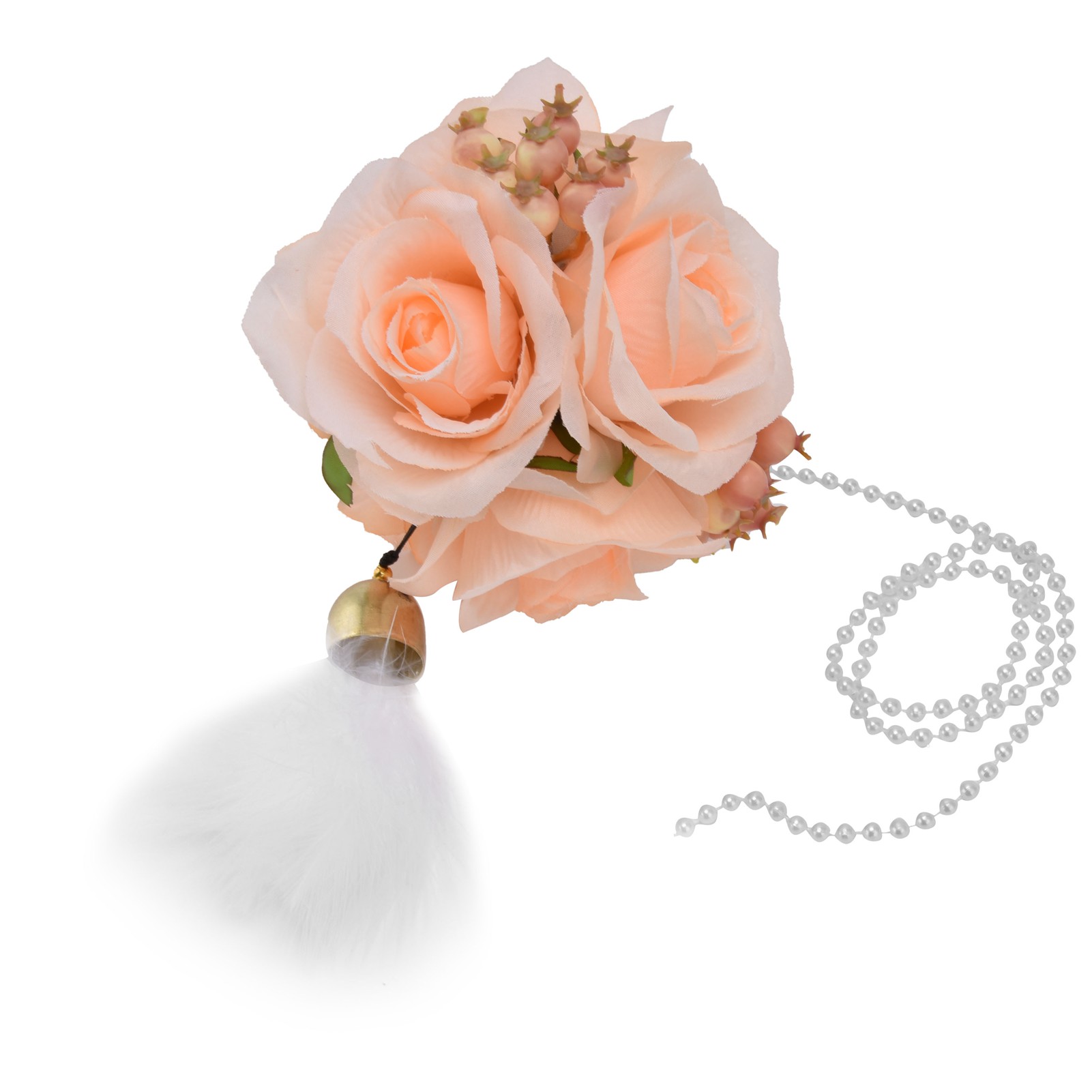 Künstliche Champagner-rosenkugel, Florale Fotodekoration, Kreatives Accessoire Mit Glasglocke Und Federn, Ideal Für Fotoshootings