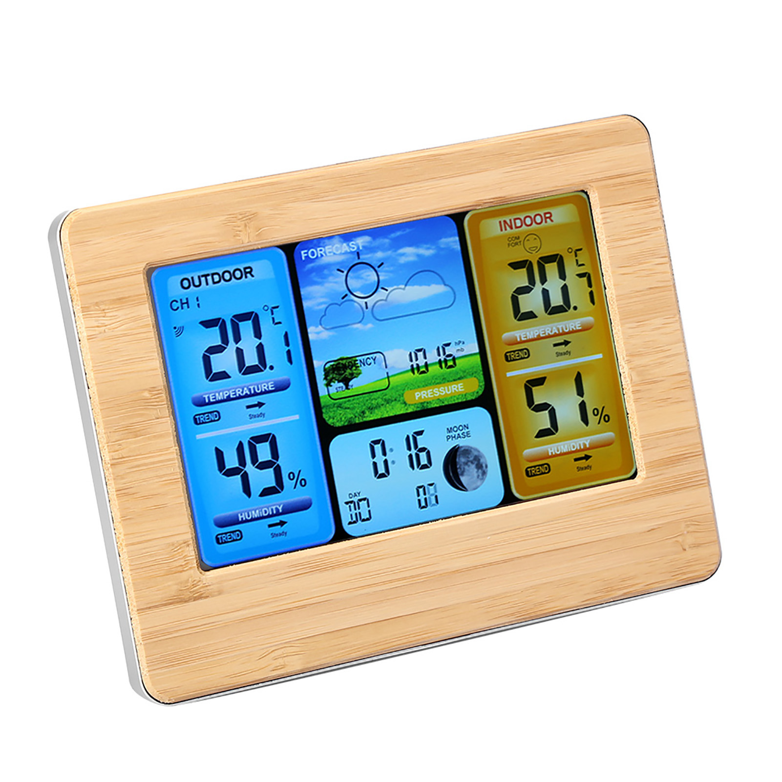 Digitale, Drahtlose Wetterstation Mit Lcd-uhr, Innen-/außenthermometer Und Hygrometer, Gelb