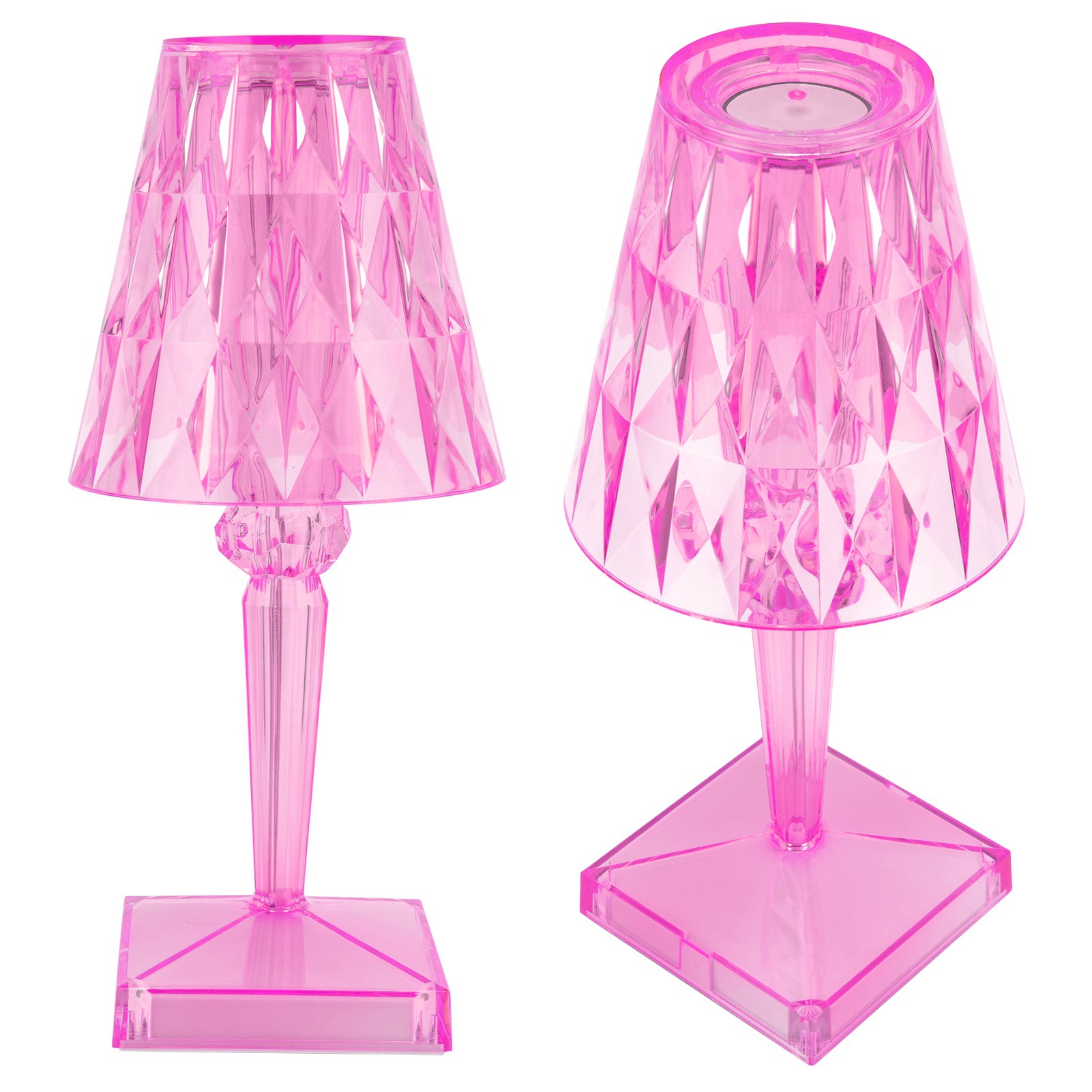 Pinkfarbene Led-schreibtischlampe Mit Kristallglas, Transparentem Prisma, Einstellbarer Helligkeit, Usb-aufladbar, Für Den Innenbereich