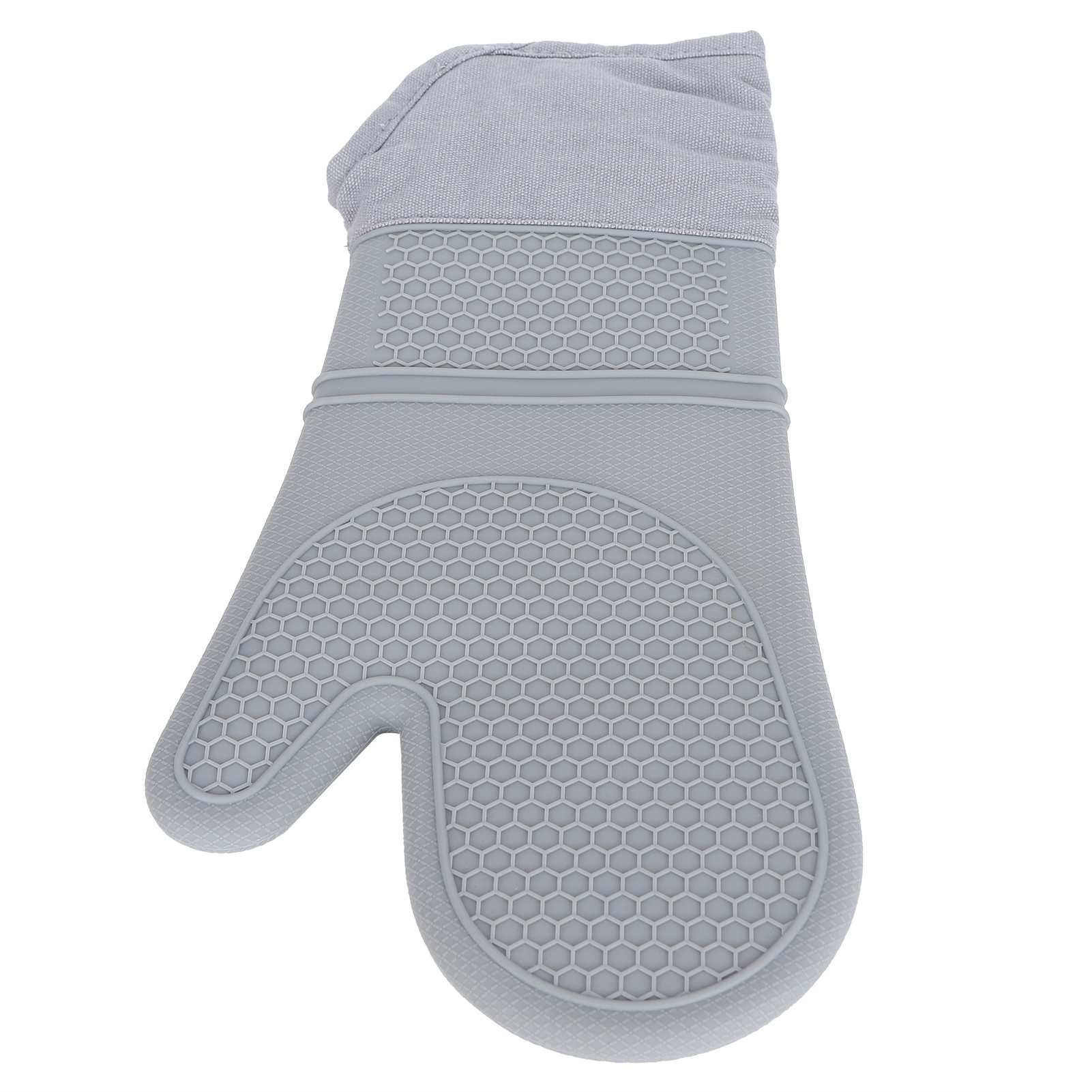 Strukturierter Silikon-ofenhandschuh, Rutschfest, Weich, Strapazierfähig, Flexibel, Mit Baumwolle Gefüttert, Grau