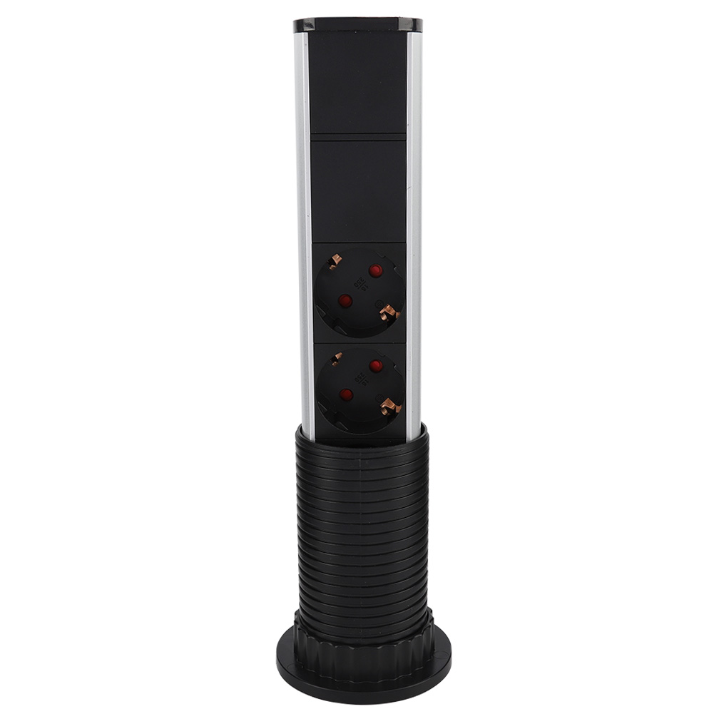 Versenkbare, Einziehbare Steckdose Für Büros, Mehrfachsteckdosenbasis Mit Usb-anschluss, 250-v-wandladegerät, Eu-stecker, 2 Anschlüsse, Aluminium-finish.