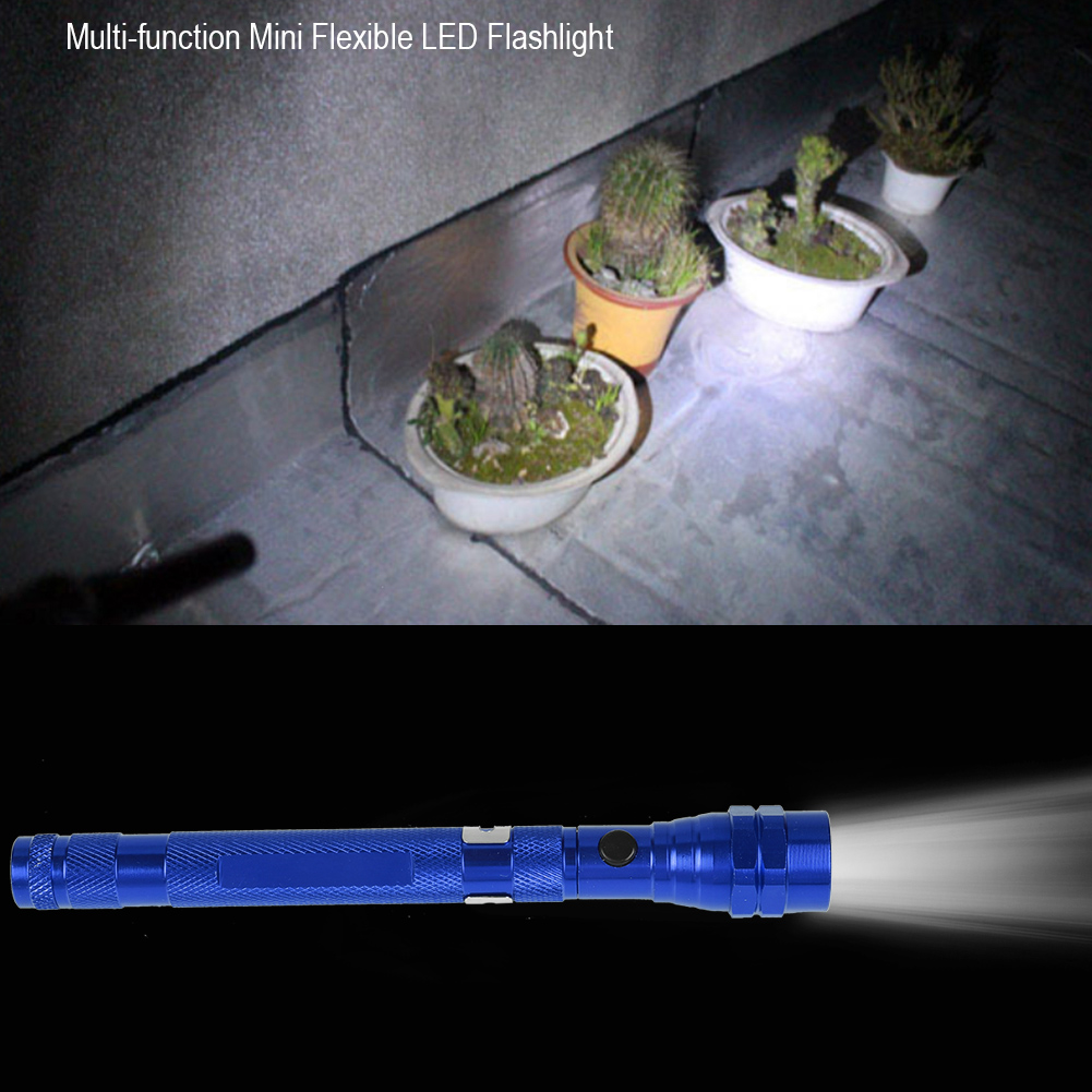 Kompakte, Multifunktionale Led-taschenlampe, Ausziehbar, Flexibel, Drehbar Mit Magnet, Blau, Tragbare Magnetische Taschenlampe