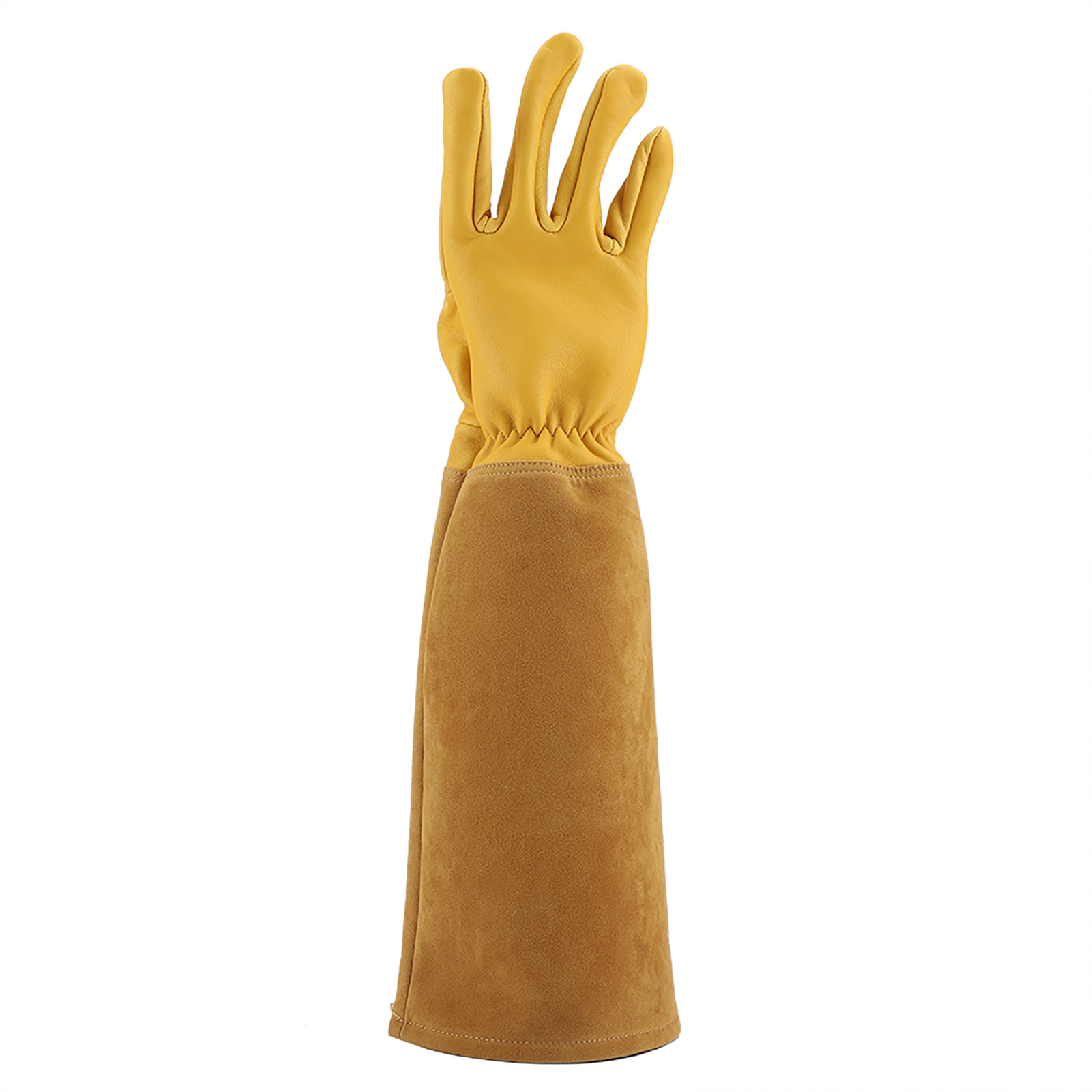 Robuste Leder-gartenhandschuhe Für Den Rosenschnitt, Stichfest, Abriebfest, Lange Arbeitshandschuhe, Gelbe Farbe, Größe S.