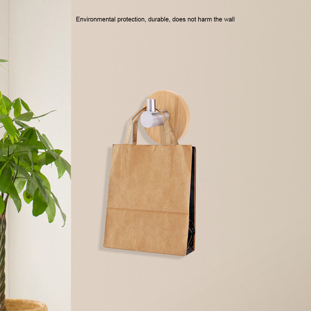 Wandhaken Aus Natürlichem Bambus Und Edelstahl, Halter Für Taschen, Schlüssel, Handtücher, Küche, Einzelwandmontage