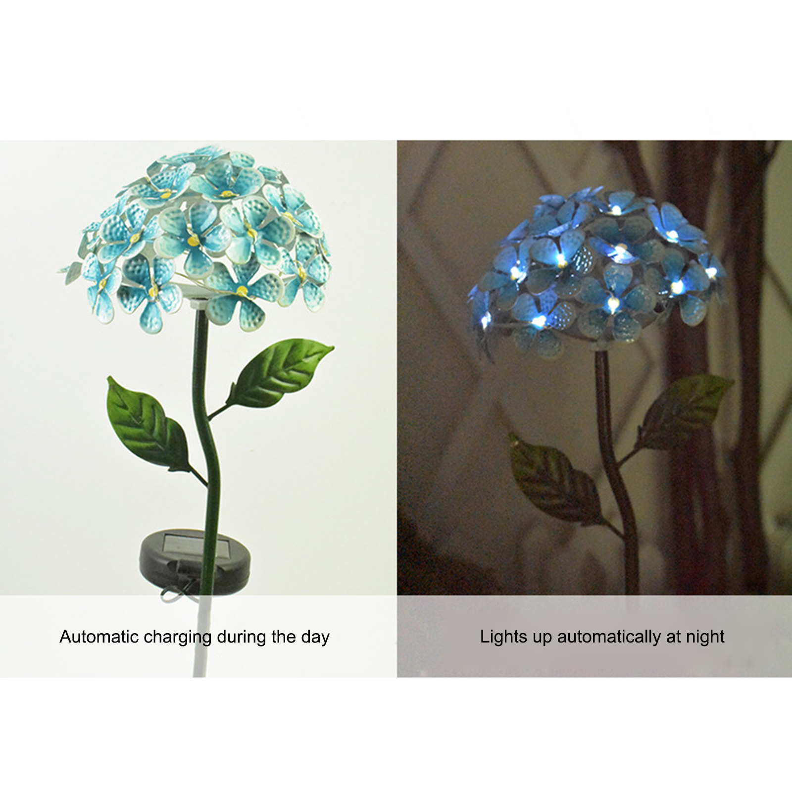 Solarleuchten In Form Von Künstlichen Hortensien, Dekorative Garten- Und Terrassenbeleuchtung, Led-lichterkette Für Den Außenbereich, Rasenblumen-set, Wasserdicht, Kabellos