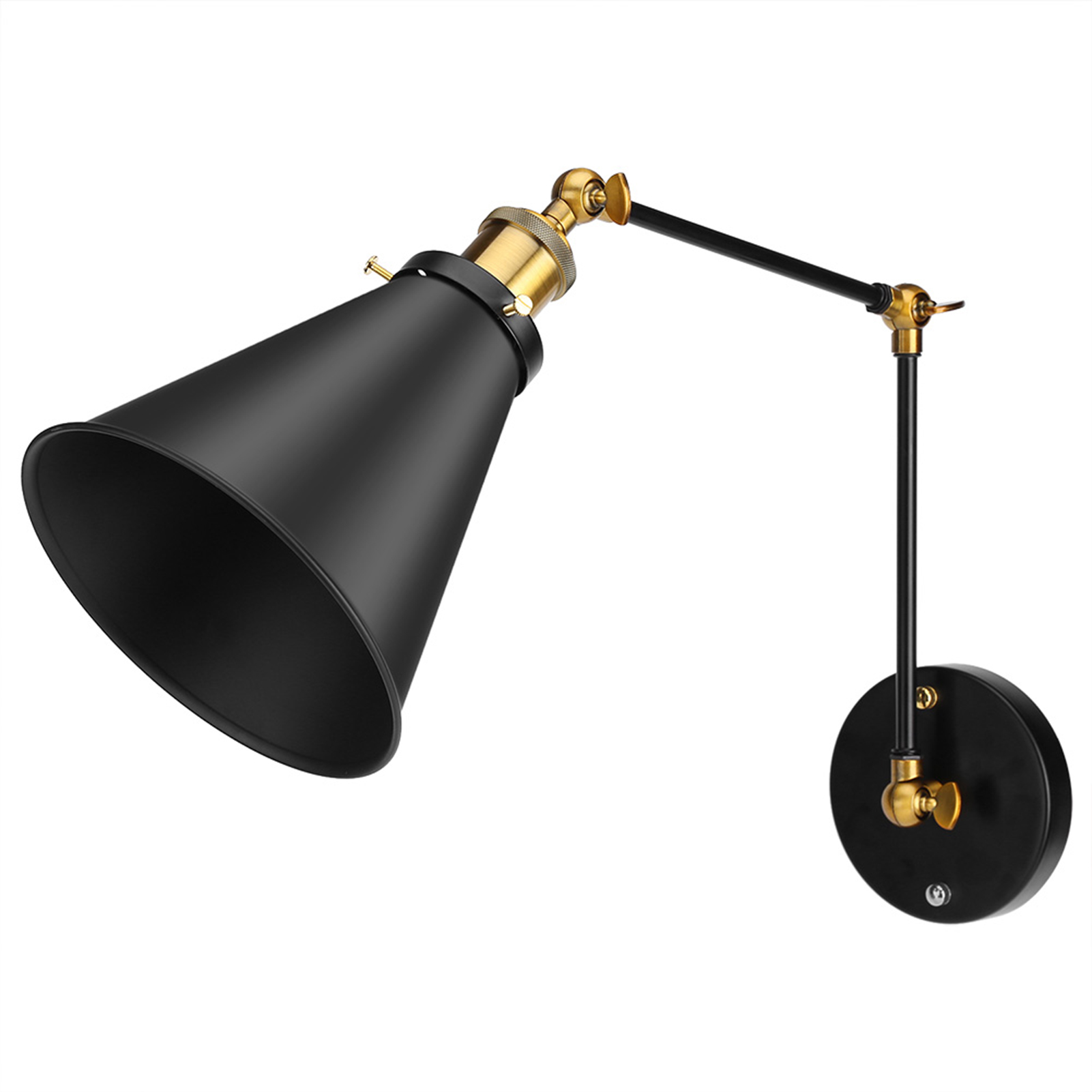 Verstellbare Vintage-industrie-wandleuchte, Schwenkbare Lampe Aus Schwarzem Metall, Loft-stimmungsbeleuchtung, Wanddekoration Im Lagerhausstil, Gelenkarm, Retro-stil, 1 Stück.