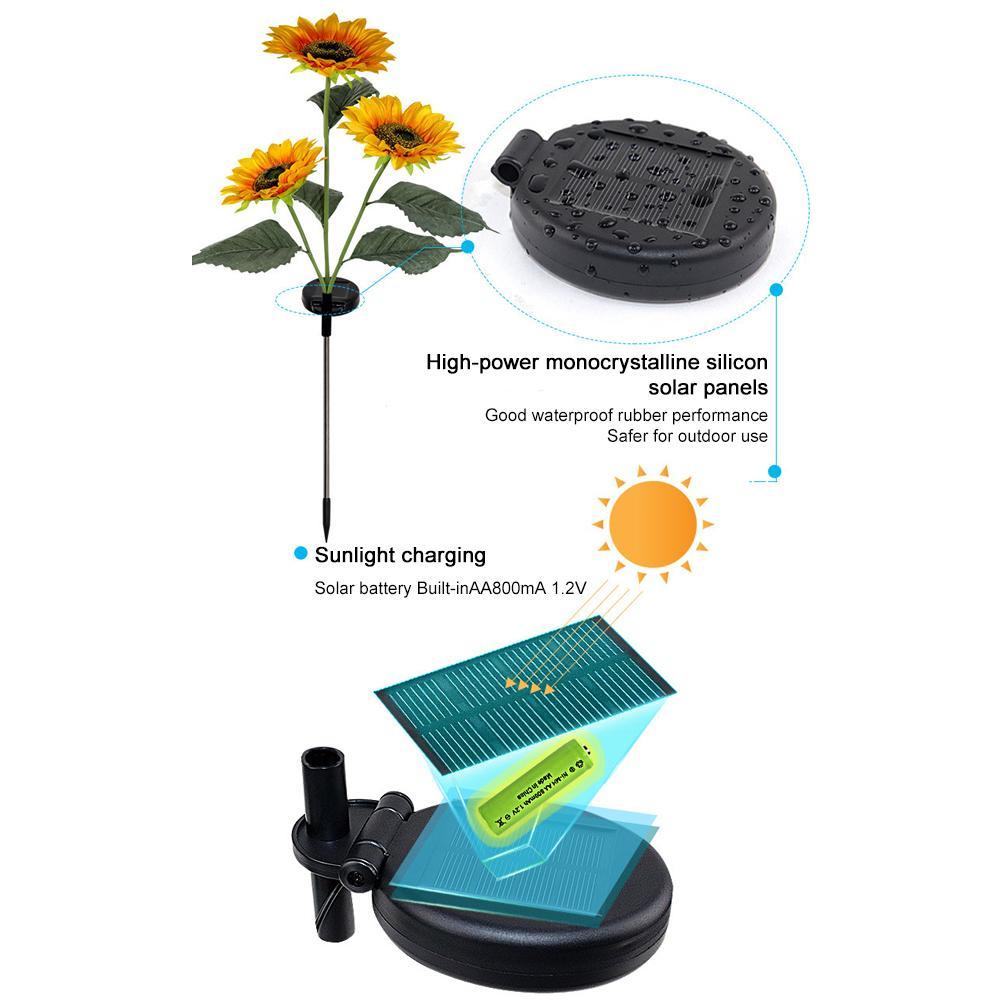 Sonnenblumenförmige Led-solar-gartenleuchten Für Den Außenbereich, Wasserdicht, Dekorativ Für Terrasse Und Garten, Wasserdichte Solar-erdspießleuchten