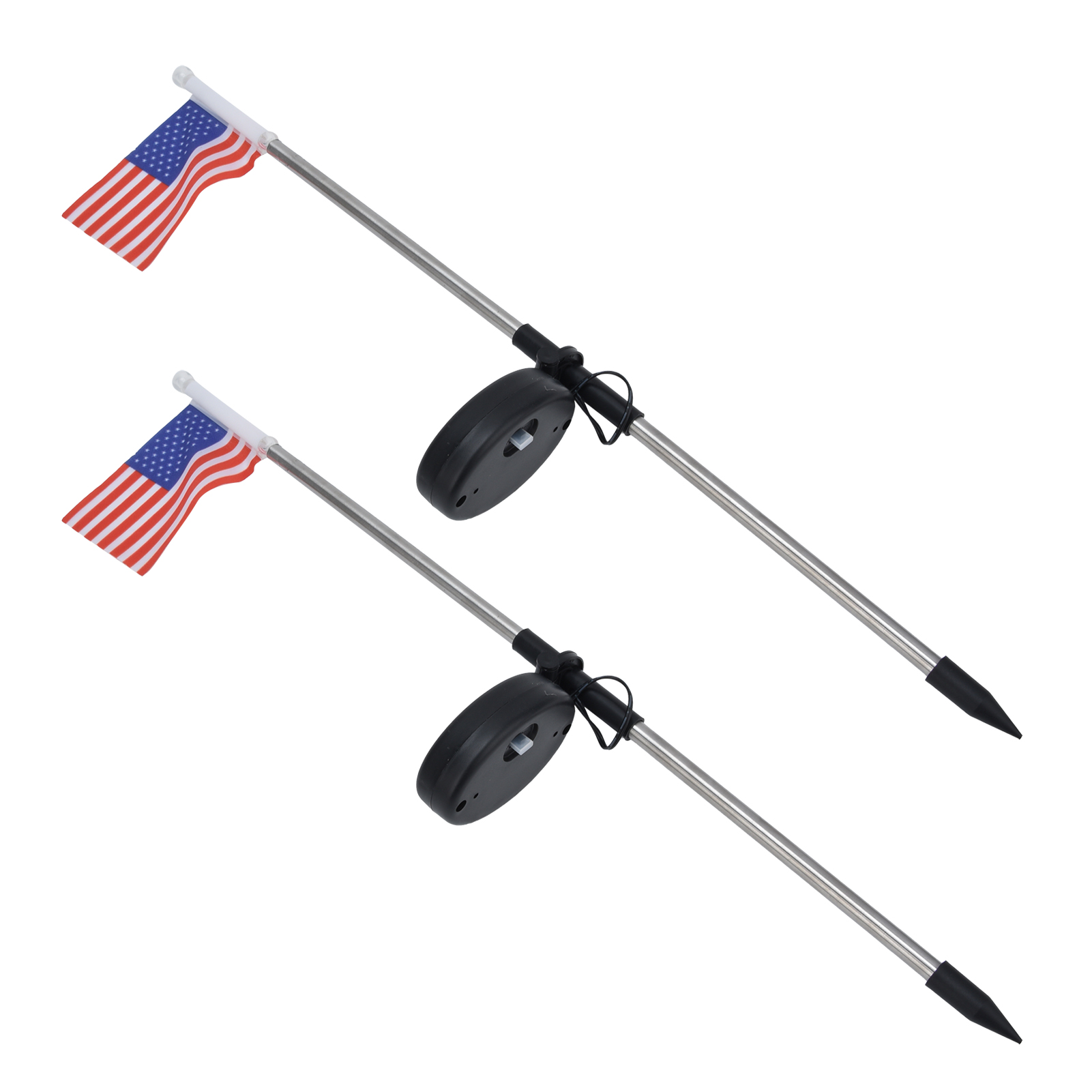 2er-set Solar-gartenleuchten, Gartenstecker Mit Amerikanischer Flagge, Weiß