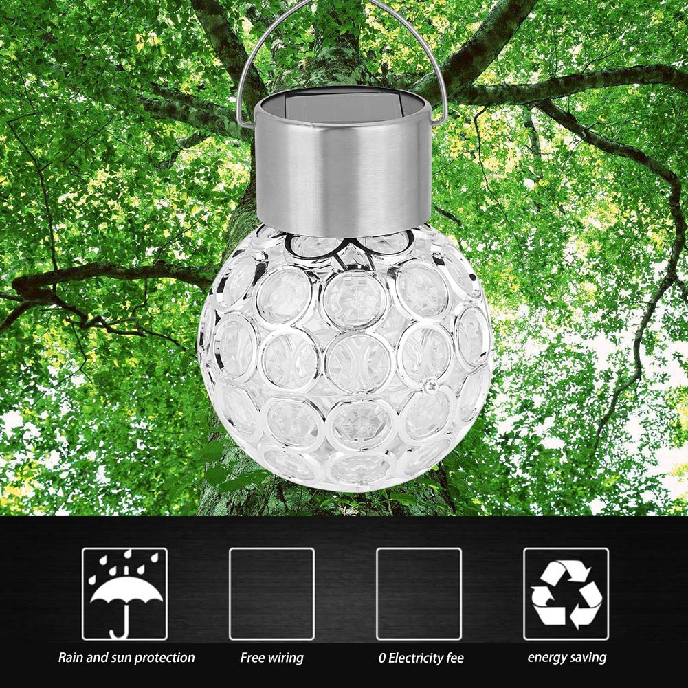 Solarbetriebene Led-hängekugel Für Den Außenbereich, Die Sich In Weiß Ändert, Sorgt Für Dekorative Wegbeleuchtung.