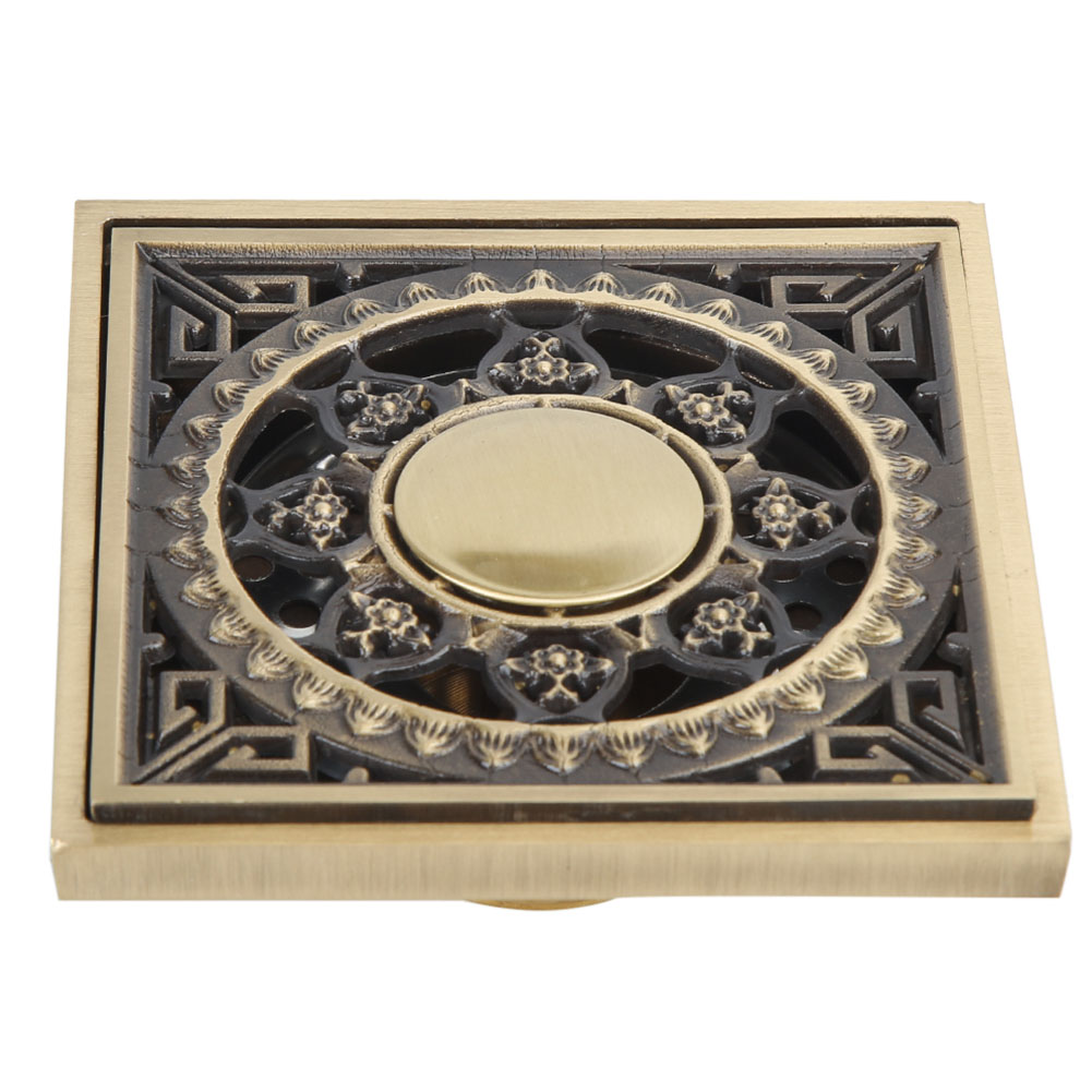 10 Cm X 10 Cm Bodenablauf Aus Goldfarbenem Messing, Abfluss Für Bad, Küche Und Balkon, 1 Stück