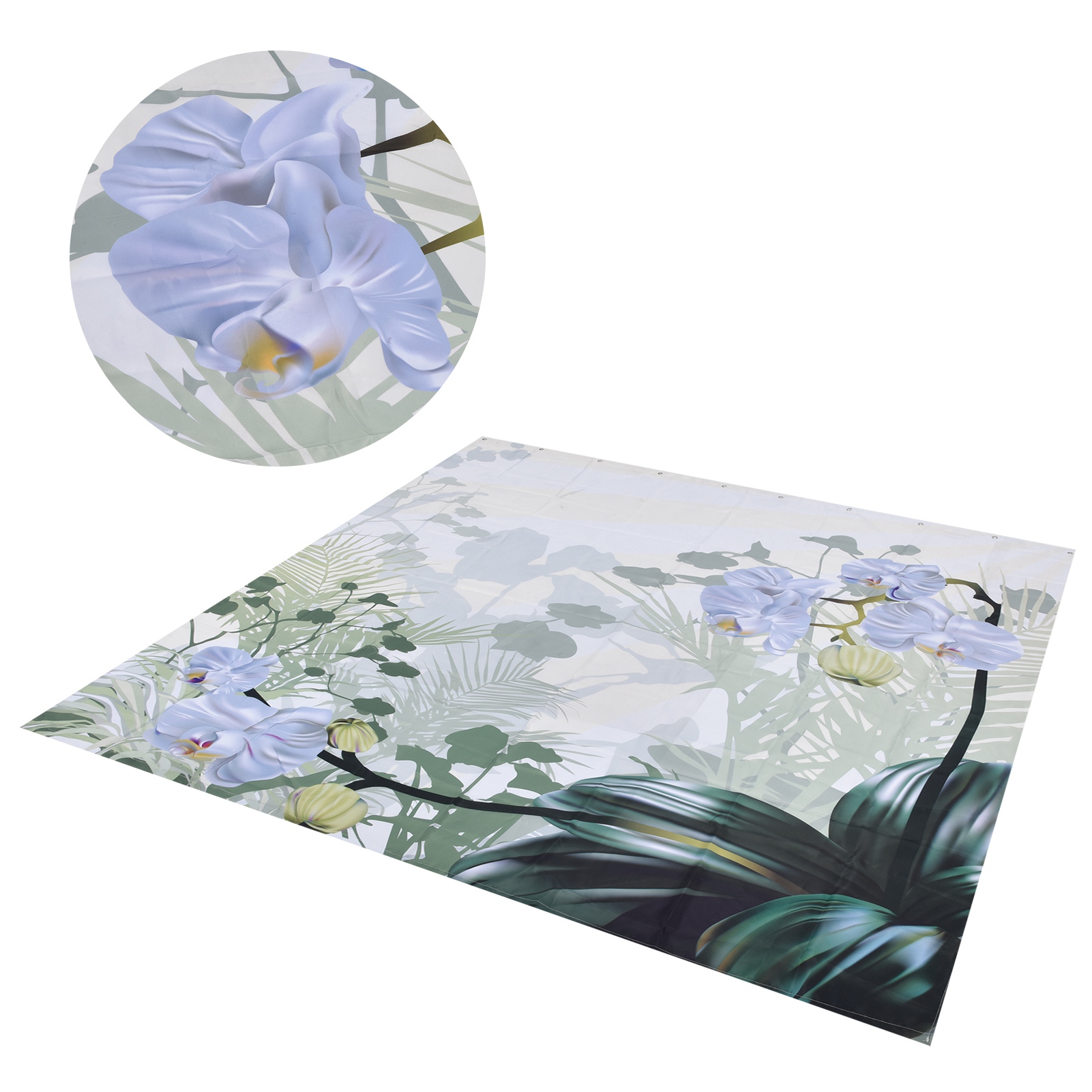 Wasserdichter Duschvorhang Aus Polyester Mit Blumenmuster, 180 X 200 Cm, Inklusive Haken, Elegante Badezimmerdekoration
