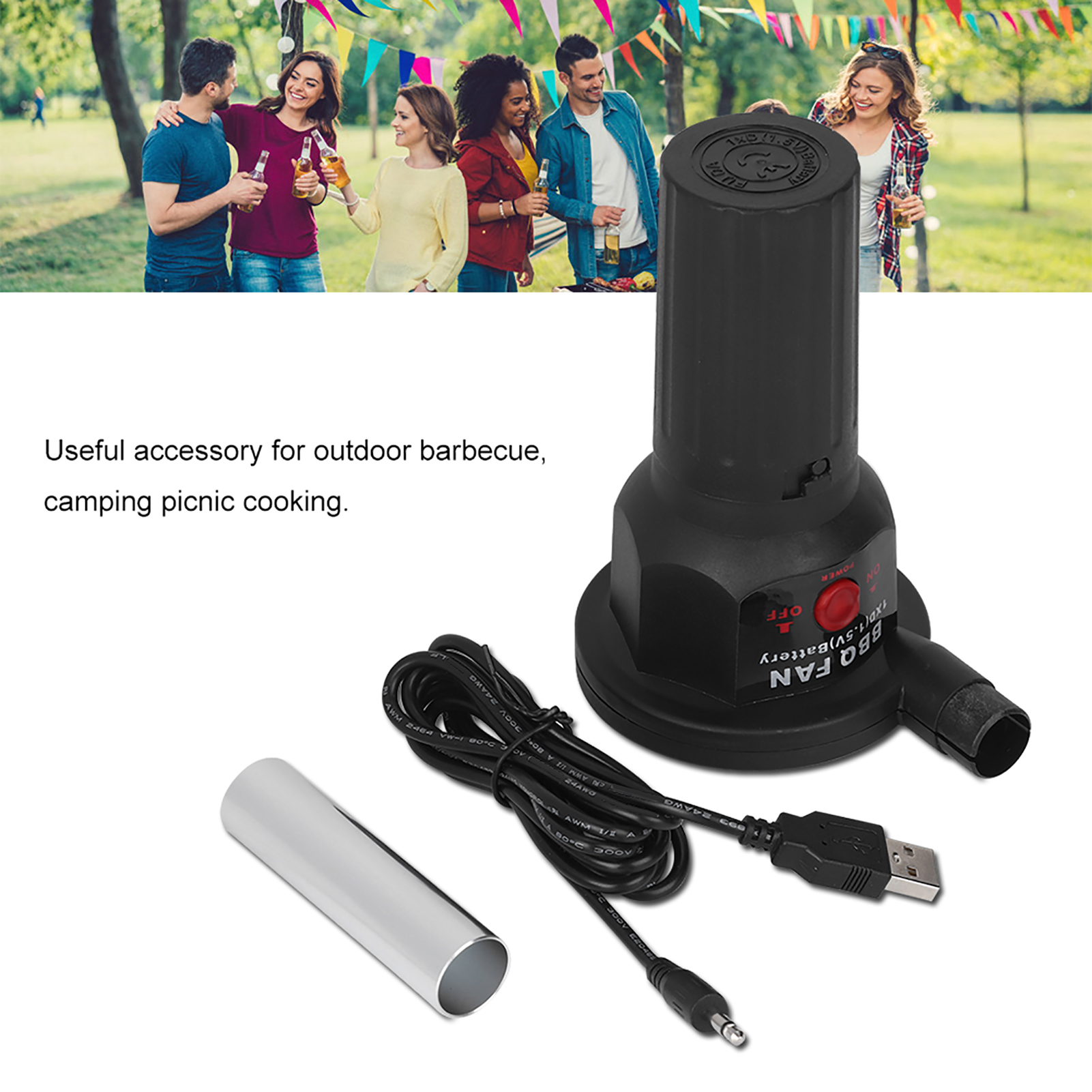 Leichter, Tragbarer 5v-grilllüfter Mit Usb-kabel Für Outdoor-küche, Luftventilator Zum Grillen, Campingküchenzubehör.