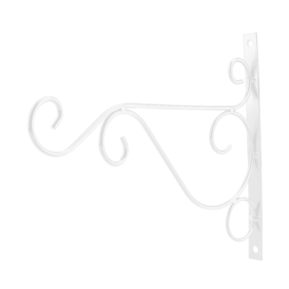 Wandmontierter Pflanzenhänger Aus Schmiedeeisen, Blumenhaken, Garten- Und Innendekoration, 25 X 21 Cm, Weiß