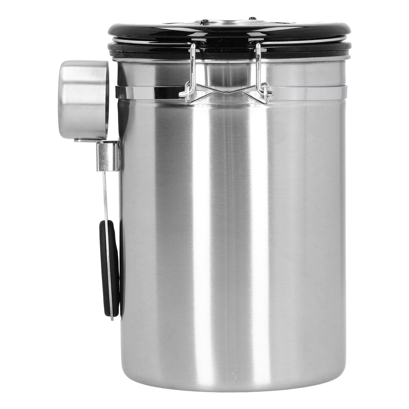 Kaffeeaufbewahrungsbox Mit Auslassventil, Luftdichter Edelstahlbehälter, Inklusive Löffel, Silberfarben, Auslaufsicherer Aufbewahrungsbehälter Für Kaffeebohnen.
