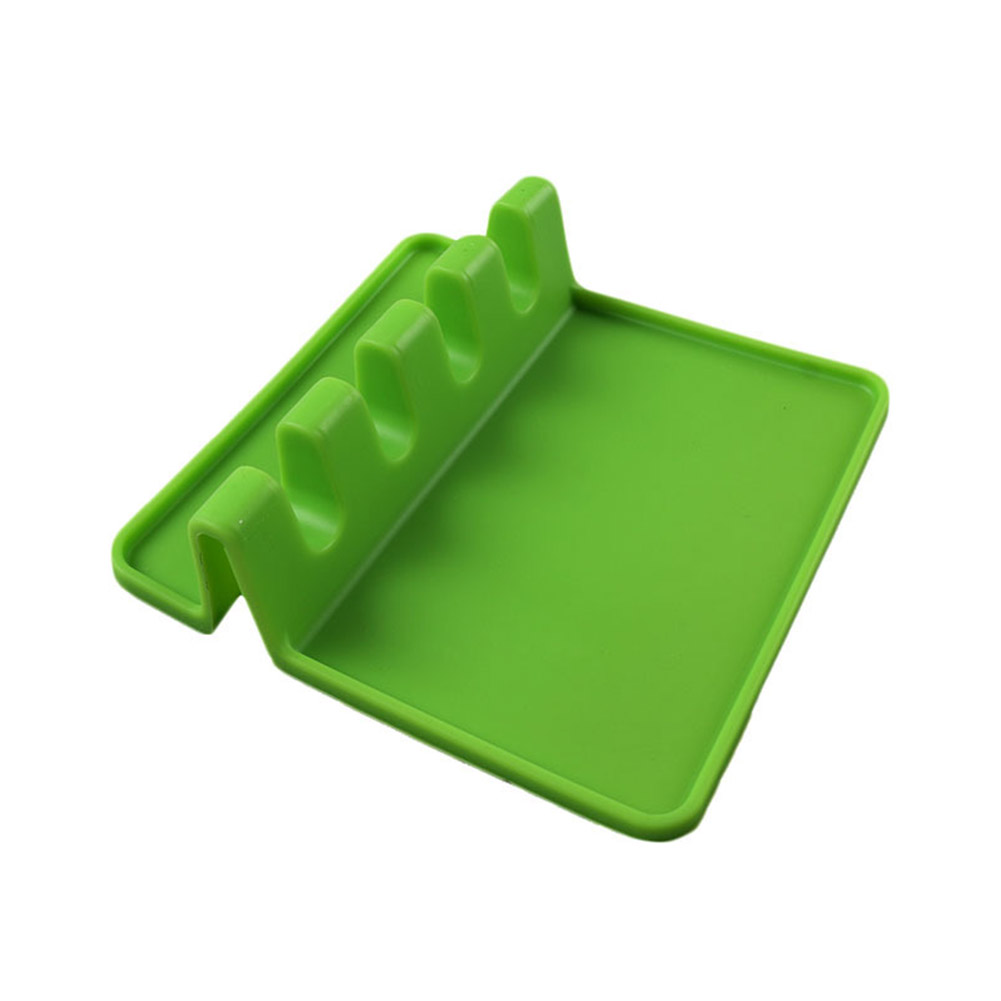 Küchenkellenhalter Aus Silikon, Rutschfeste Löffelablage, Grüne Backmatte, Hitzebeständiger Utensilienhalter.