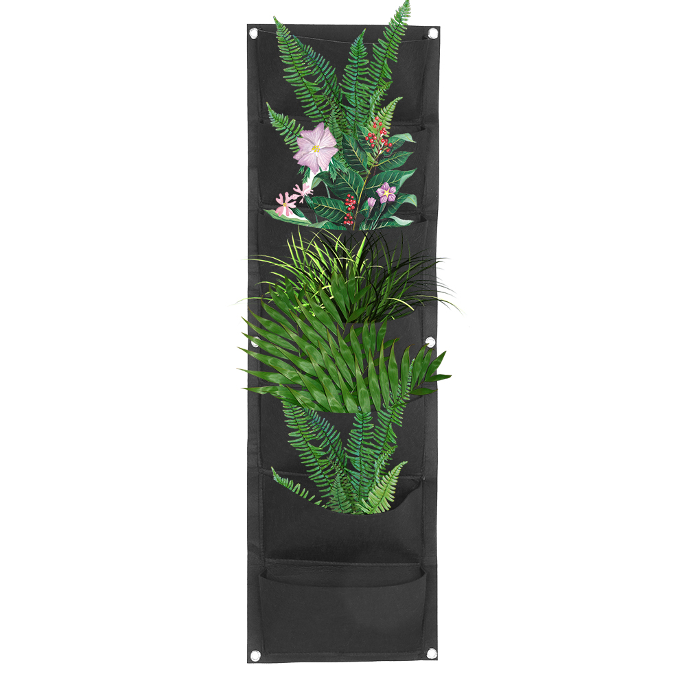 Vertikaler Pflanzbeutel Für Balkon Und Garten, Schwarzer Wandhänger, 7 Taschen Für Blumen Und Pflanzen