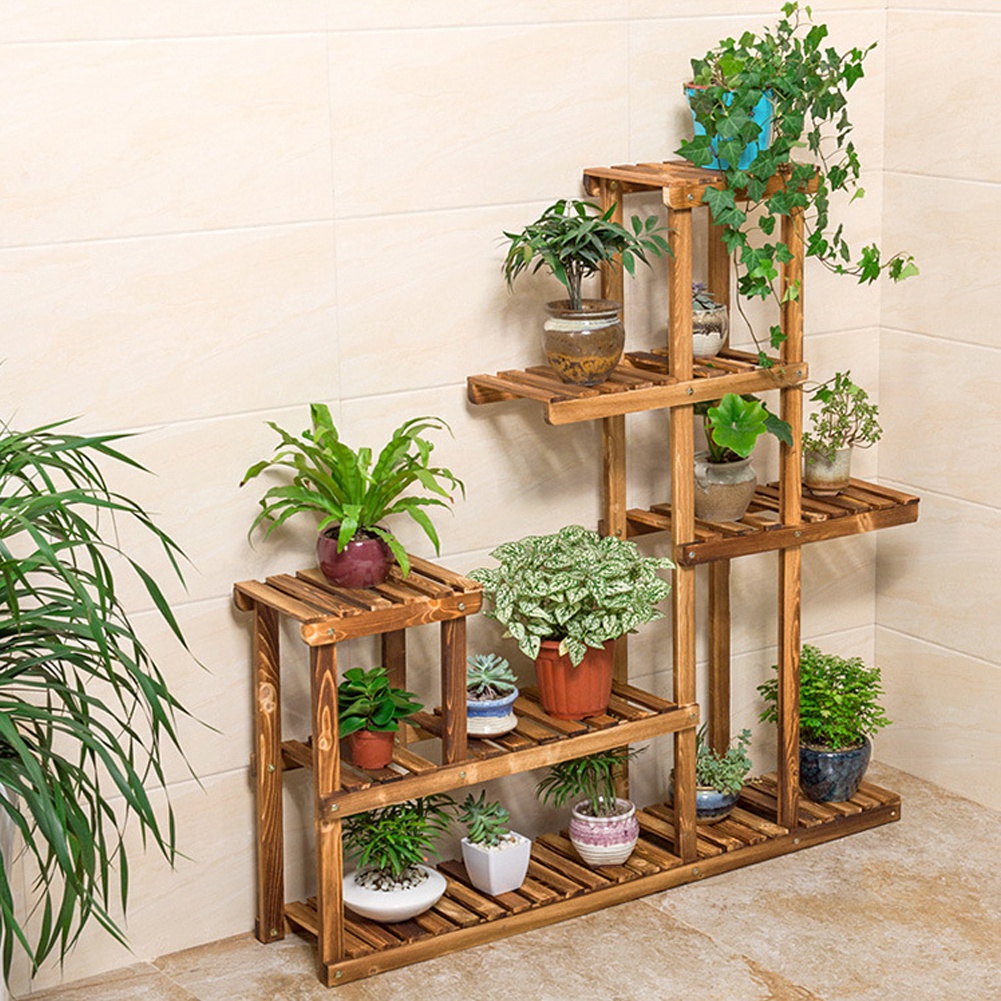 Mehrstufiges Pflanzenregal Aus Holz, Blumenständer Für Balkon Und Garten, Mehrstufige Pflanzenpräsentation