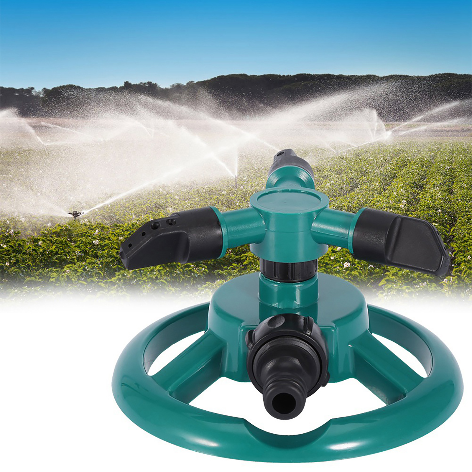 360° Drehbarer Regner Mit 3 Düsen, Kreisförmiges Bewässerungssystem Für Den Garten, Vollständige Abdeckung, Eu-version