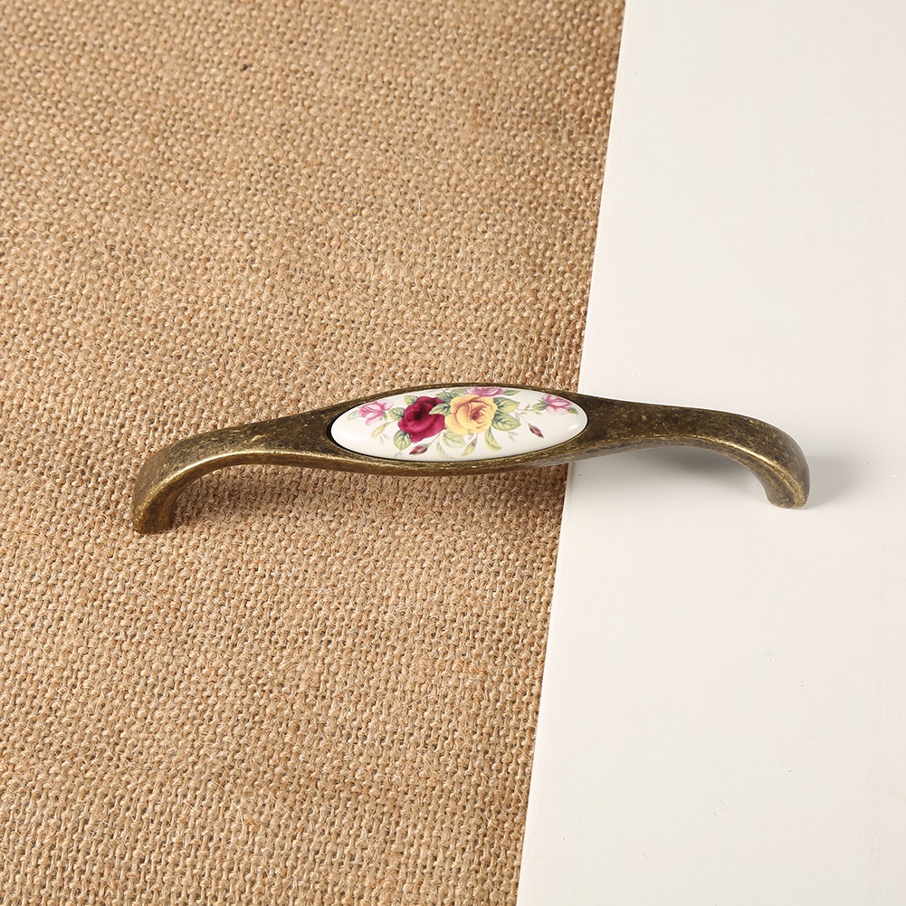 Türgriff Aus Floraler Bronzekeramik, Diy-schubladen- Und Schrankknopf, Möbelgriff, Griff Nr. 7