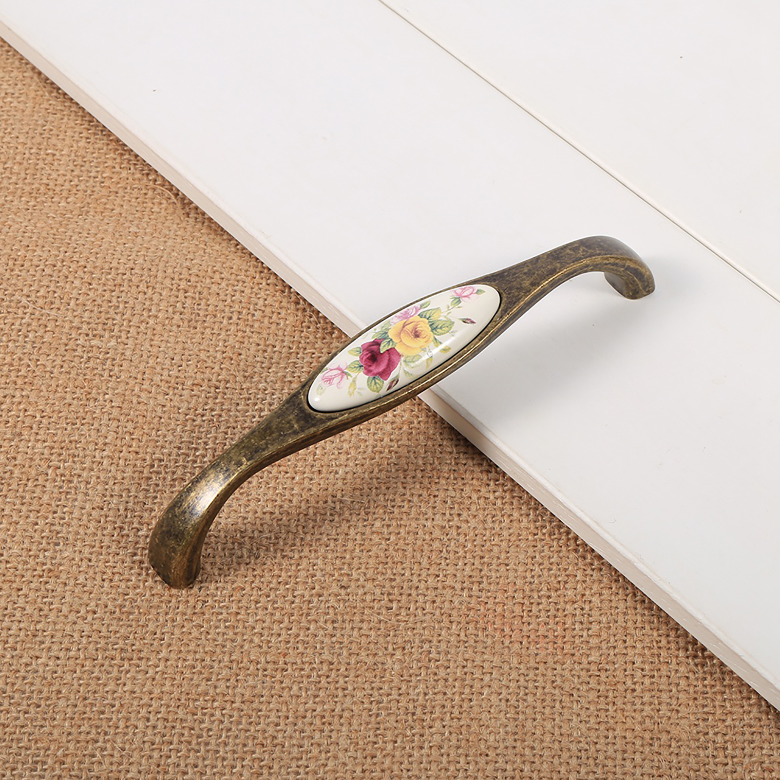 Türgriff Aus Bronzefarbener Keramik Mit Ländlichem Blumenmuster, Schubladengriff Für Schrank Oder Kommoden, Diy-möbelgriff, Modell 3, Vintage-beschläge.