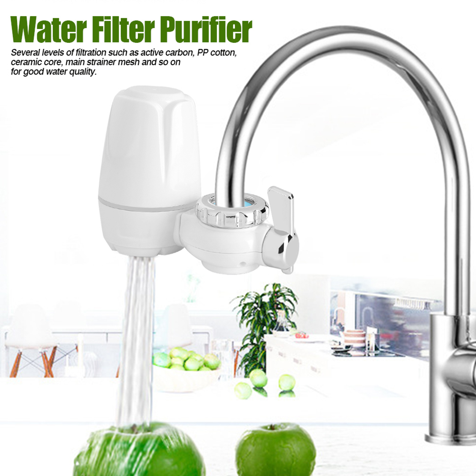 Küchenarmatur Für Die Arbeitsplatte, Waschbarer Keramikfilter, Geeignet Für Haushaltsspülen, Langlebige Filterung, 1 Stück, Chrom-finish