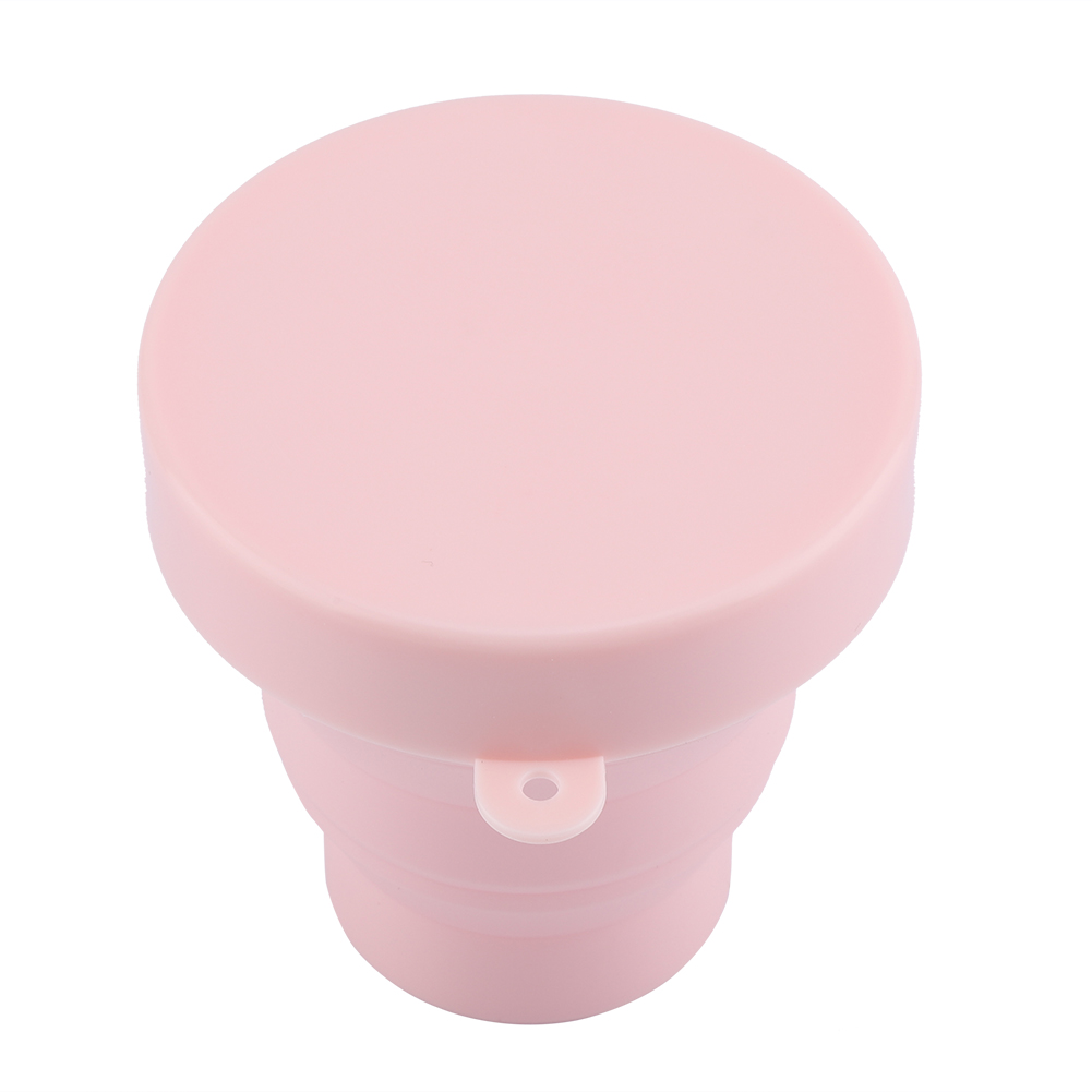 Leichter, Faltbarer Silikonbecher Mit Deckel, Ideal Für Reisen, Kaffee Oder Wasser, Rosa, Wiederverwendbar Und Kompakt.