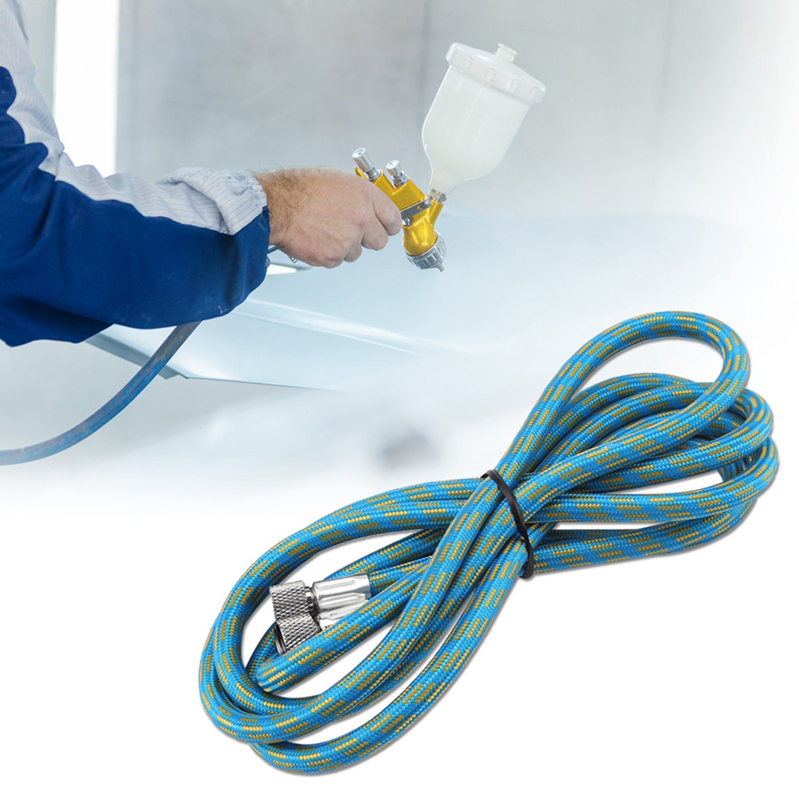 1,8 M Langer, Umflochtener Airbrush-schlauch, Luftkompressor, 1/8"-auf-1/8"-adapter, Robuster, Flexibler Schlauch Für Spritzpistole
