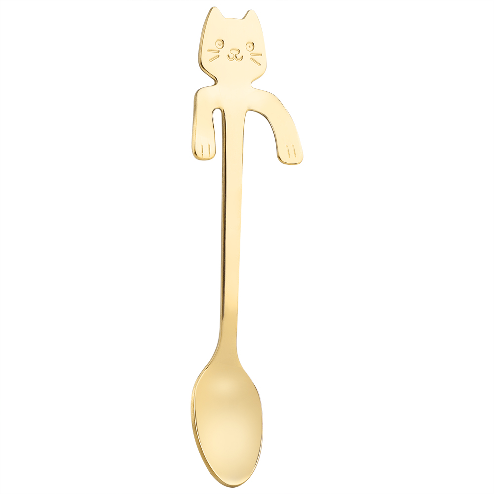 Edelstahllöffel 05, Katzenform, Langlebiges Und Wiederverwendbares Metall, Ideal Zum Umrühren Und Servieren, Robuster Und Eleganter Küchenlöffel.