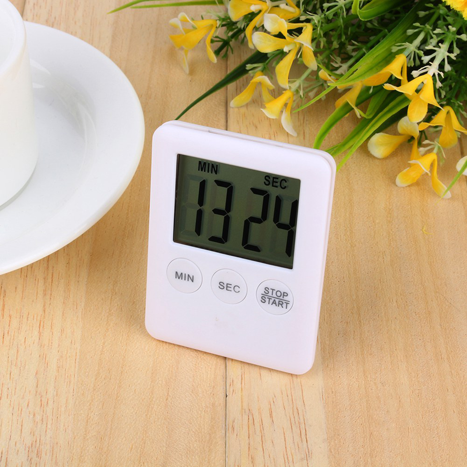Digitaler Küchentimer Mit Großem Lcd-display, Akustischem Alarm, Integriertem Magneten Und Weißem Kochzubehör