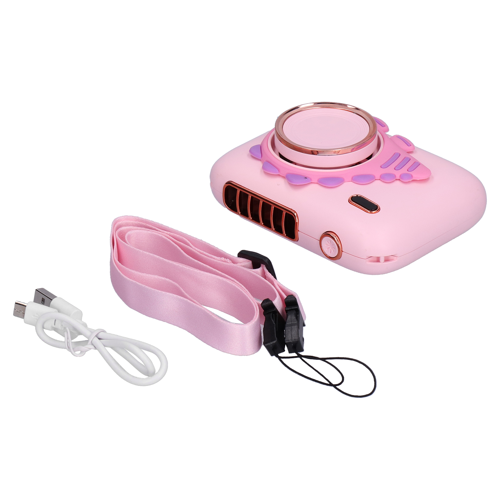 Mini-tragbarer Freisprechventilator, Usb-aufladbarer Nackenventilator Für Kameras, Rosa, Kleine Größe, Mit Kabel, Für Den Täglichen Gebrauch