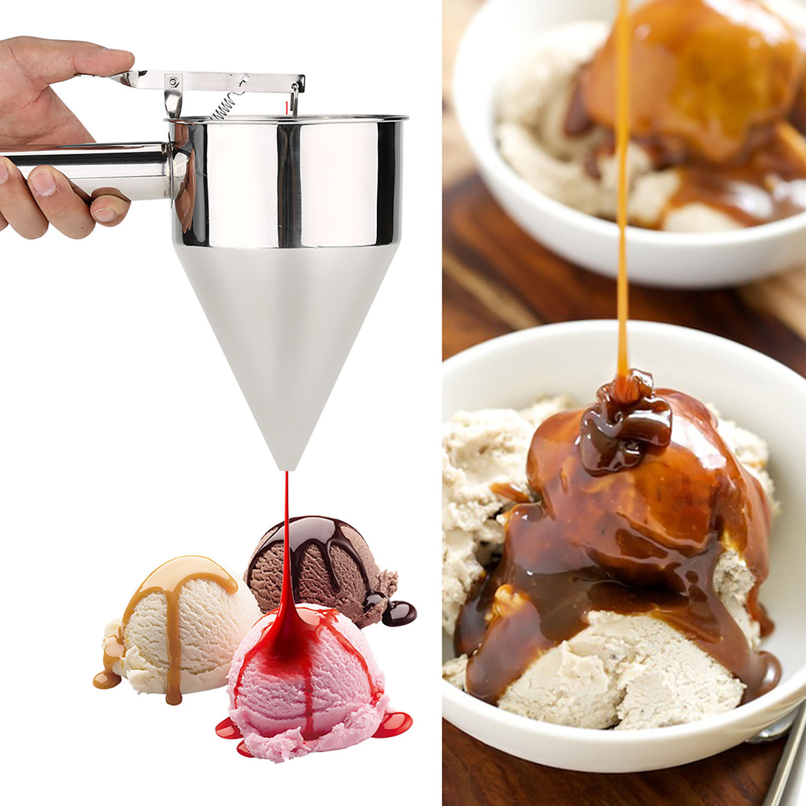 Kuchentrichter Aus Edelstahl Mit Gittereinsatz, Backwerkzeug Für Desserts, Gebäck Und Hausmannskost