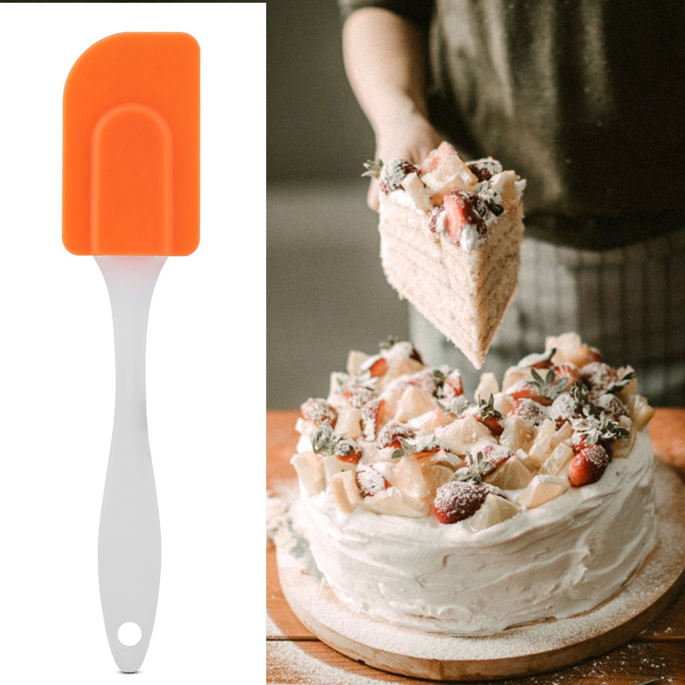 Hitzebeständiger Silikonspatel, Butter- Und Sahneschaber, Küchenhelfer Für Gebäck Und Kuchenteig, Orange