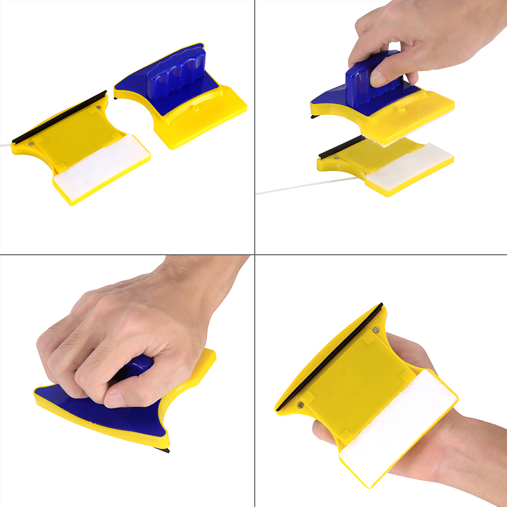 Quadratischer, Doppelseitiger Magnetischer Fensterreiniger Mit 2 Ersatztüchern Für Fenster