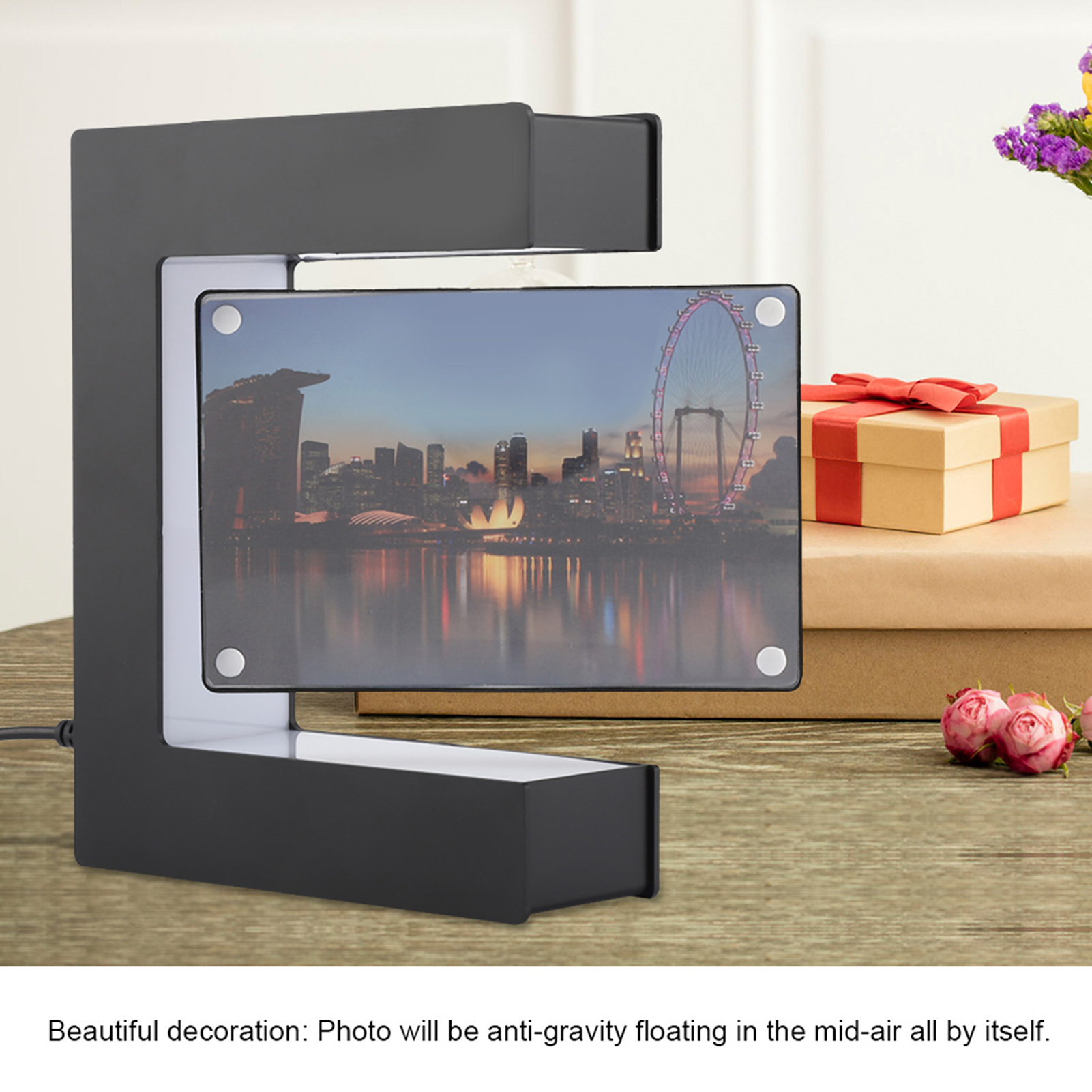 Led-schwebender Magnet-fotorahmen, Dekoration Für Zuhause, Büro Oder Hochzeit, Leuchtender Schweberahmen (eu), Modernes Fotodisplay