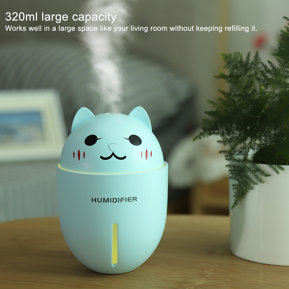Multifunktionaler Ultraschall-luftbefeuchter Mit Katzenmotiv, Led-nachtlicht, Luftreiniger Und Tragbarem Mini-usb-ventilator