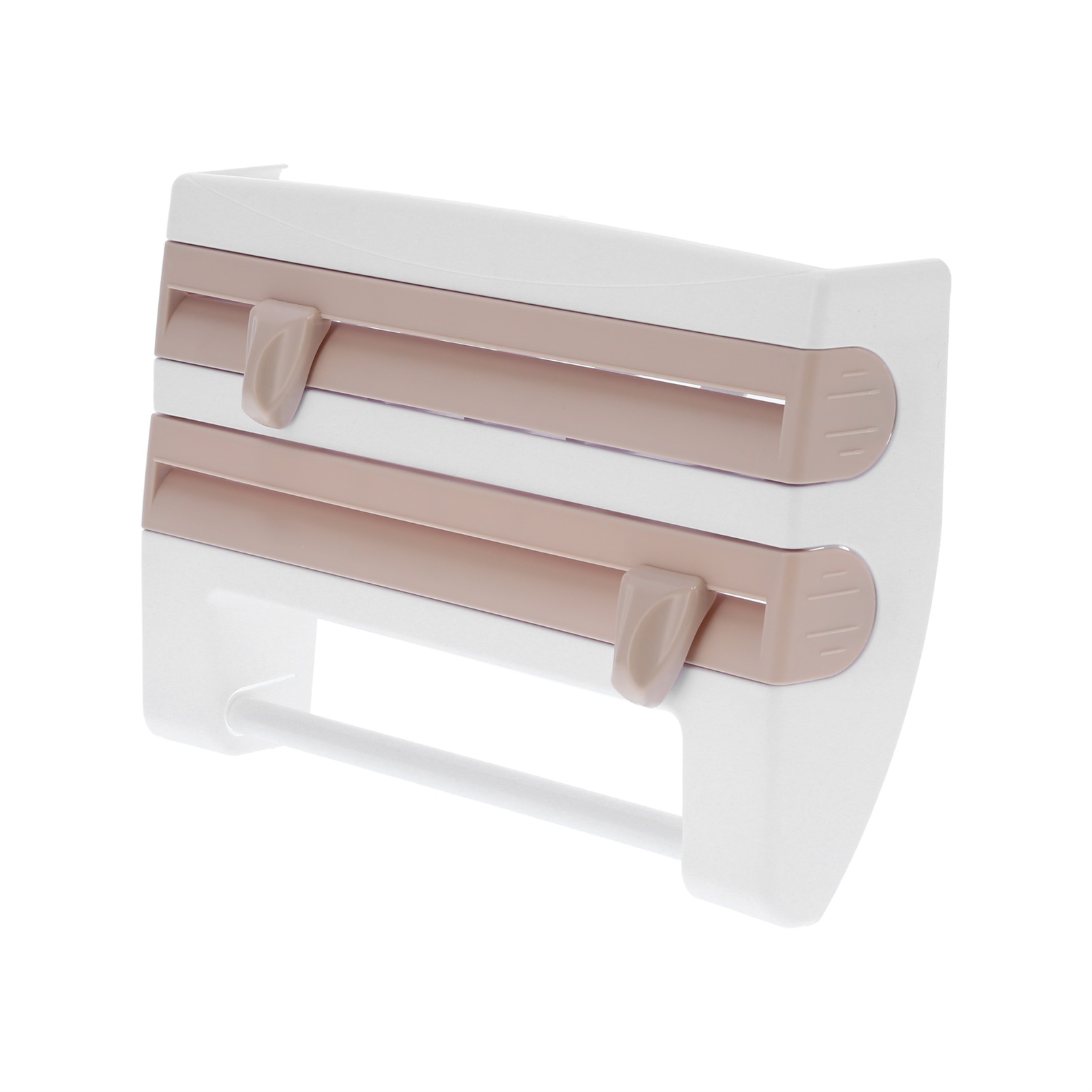 Frischhaltefolienspender Mit Schneidevorrichtung, Kunststoffrollenhalter Und Papierhandtuchhalter, Beige-khaki Küche