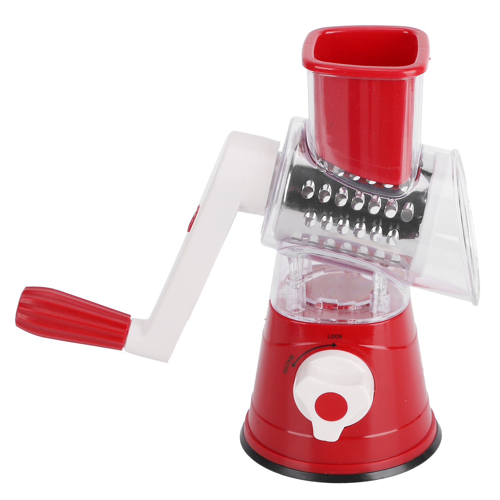 Manueller Gemüseschneider Mit Rotationsfunktion, Multifunktionale Obstreibe, Handbetriebener Gemüseschneider Für Die Heimische Küche, Rotes Küchenaccessoire
